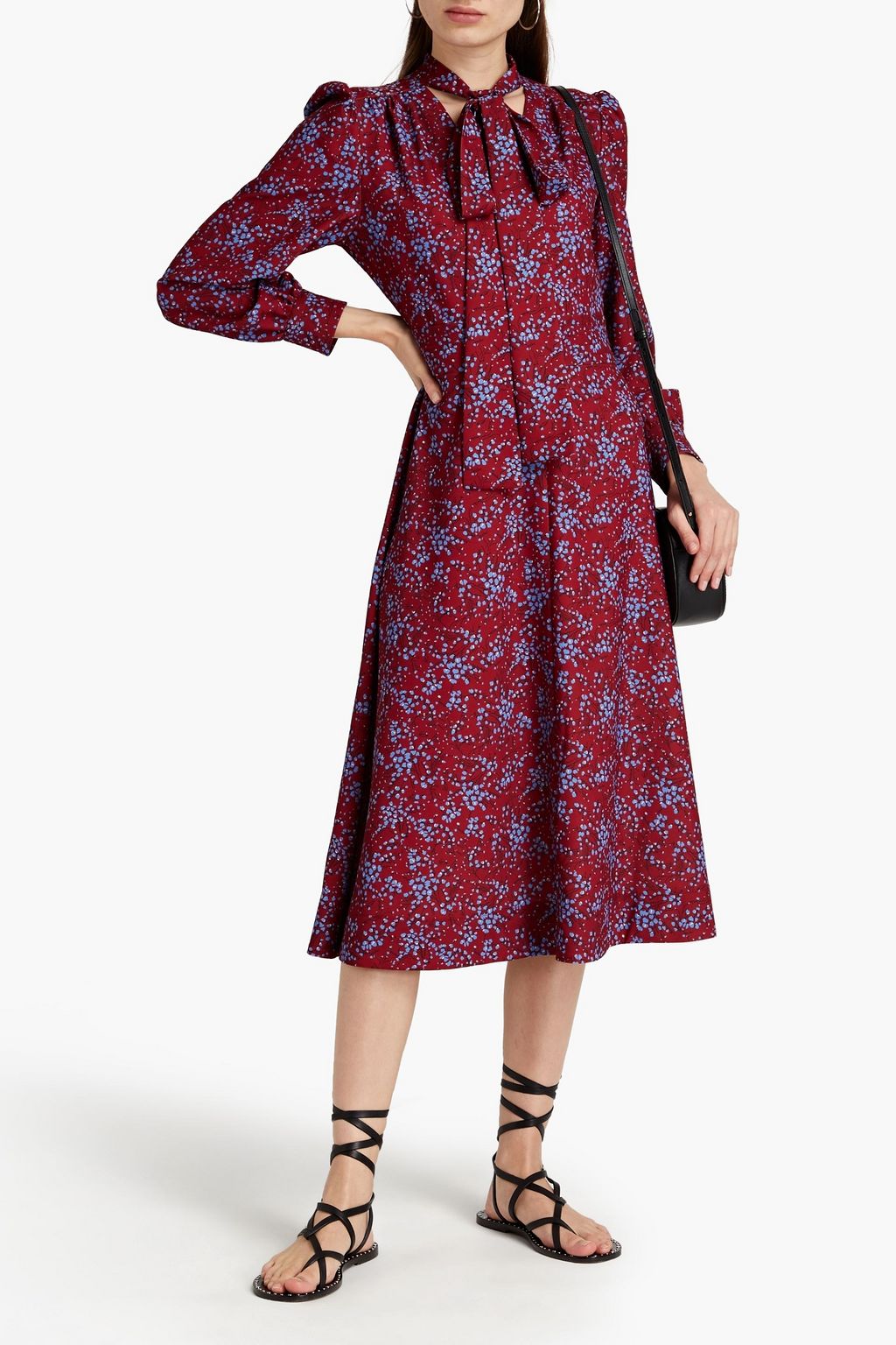 SEE BY CHLOÉ Pussy-bow floral-print crepe midi dress
