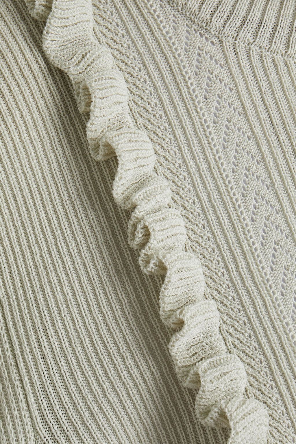 RODEBJER Eloria ruffle-trimmed ribbed-knit turtleneck sweater