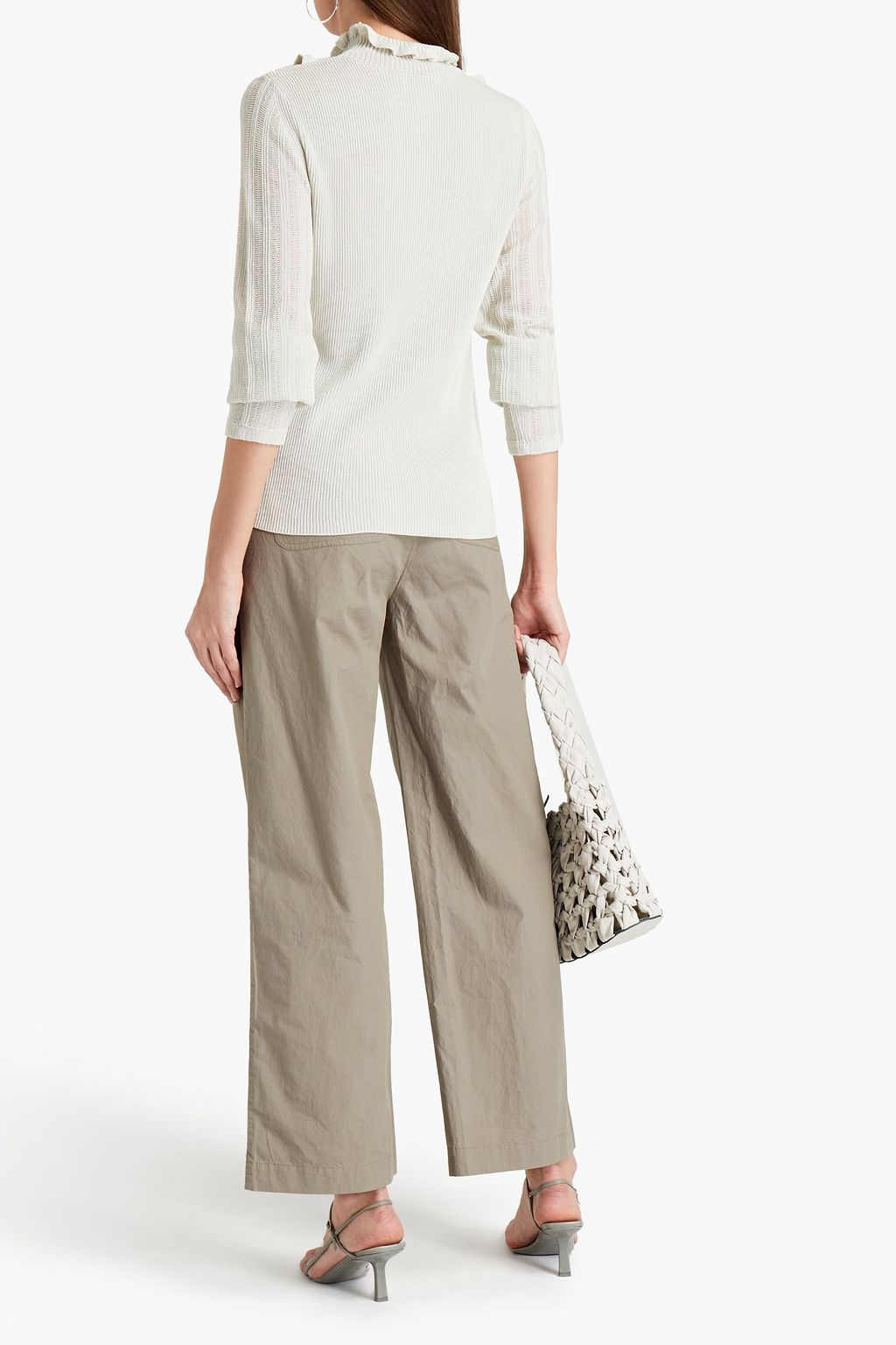 RODEBJER Eloria ruffle-trimmed ribbed-knit turtleneck sweater