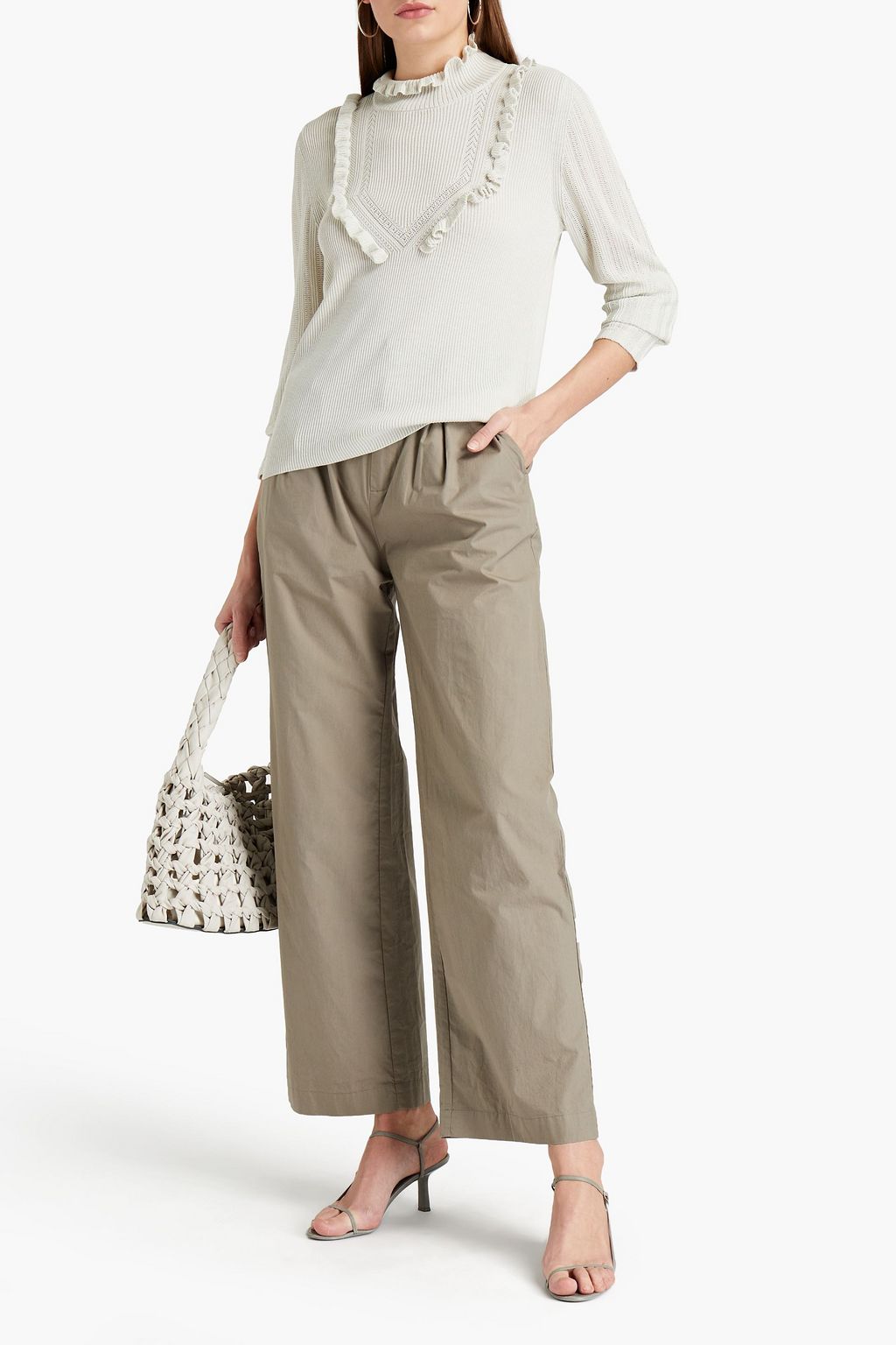 RODEBJER Eloria ruffle-trimmed ribbed-knit turtleneck sweater