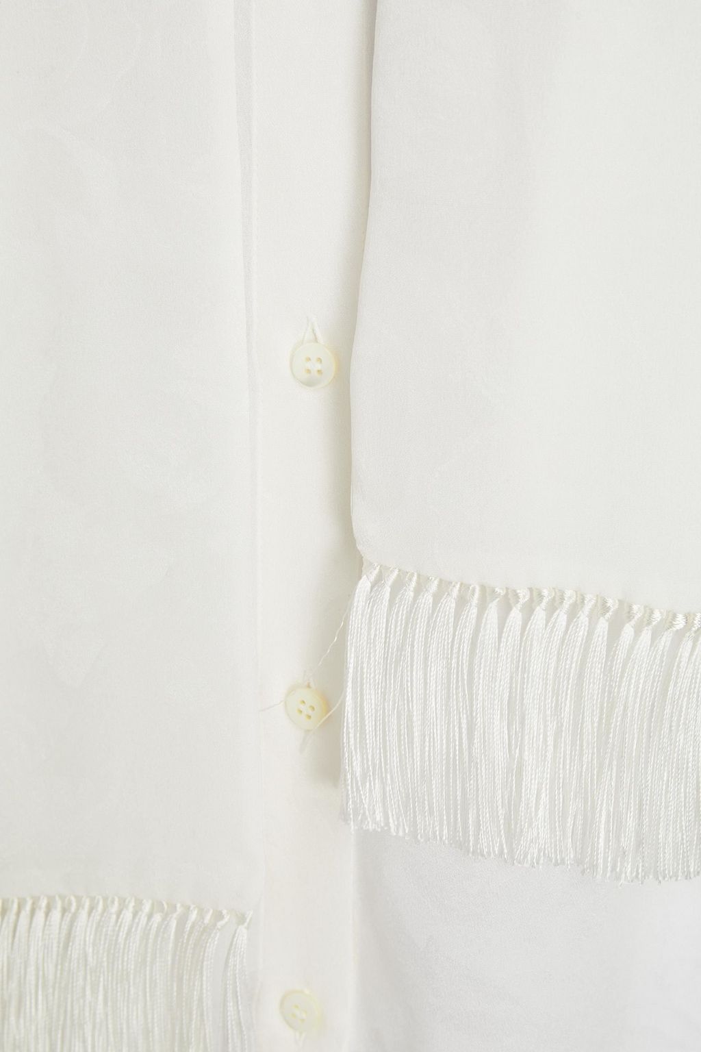 DOLCE&GABBANA Tasseled crepe de chine-paneled floral-jacquard blouse