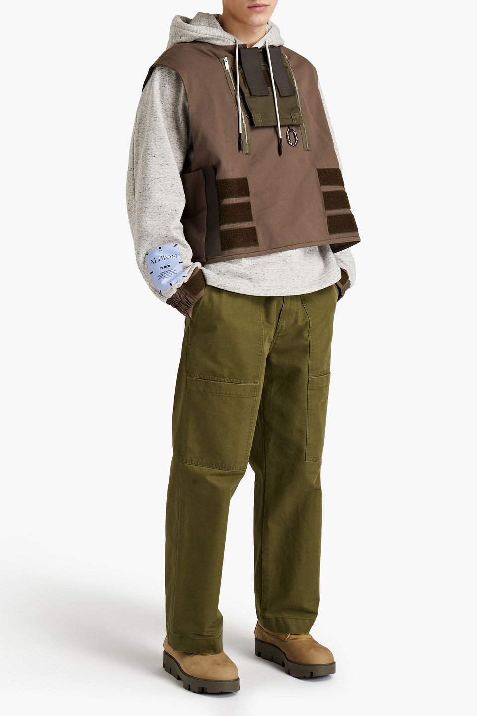 Mcq By Alexander Mcqueen Mcq Alexander Mcqueen Man Twill-paneled Cotton-fleece Hoodie In Brown