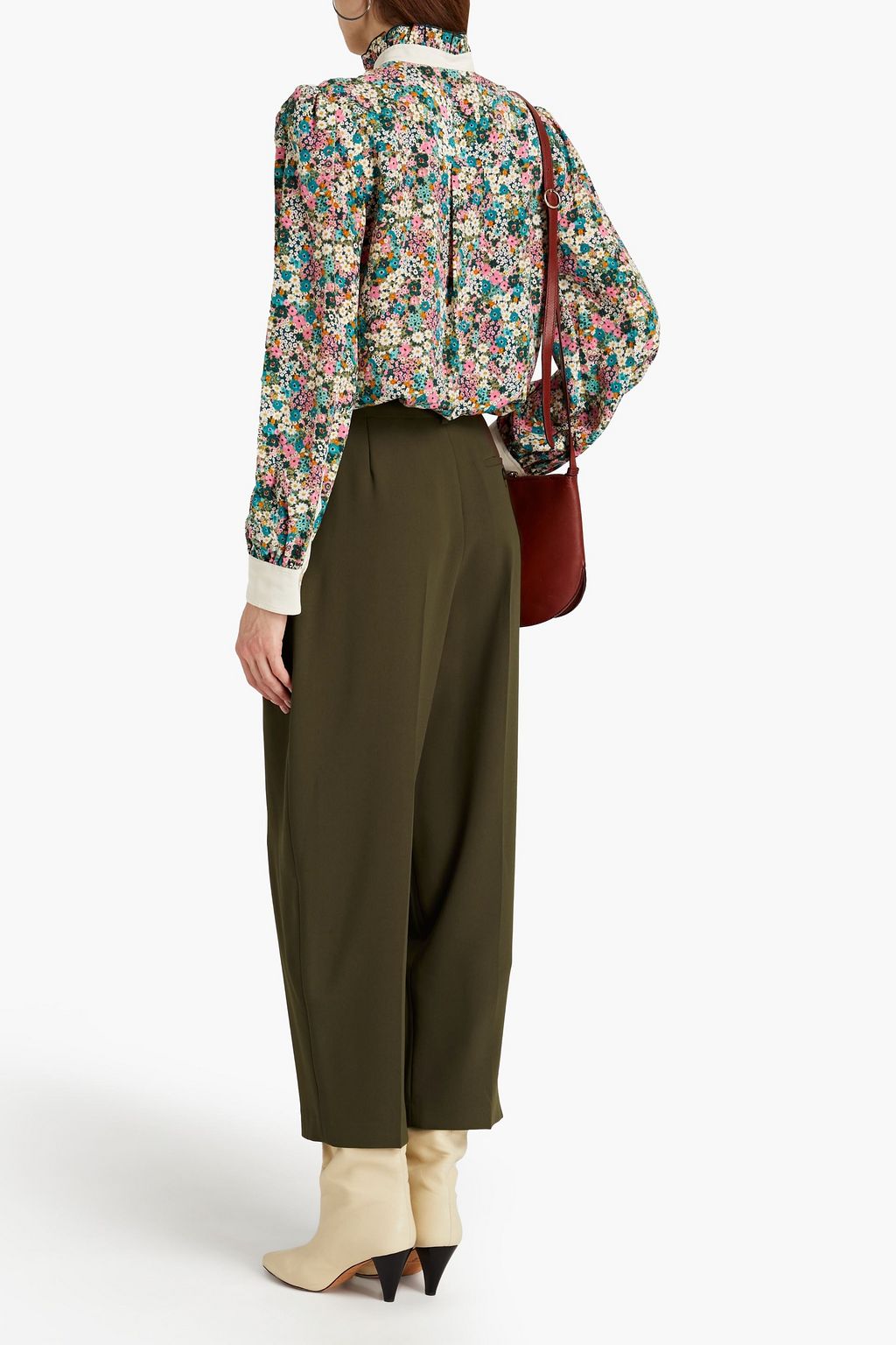 SEE BY CHLOÉ Cropped pleated crepe tapered pants