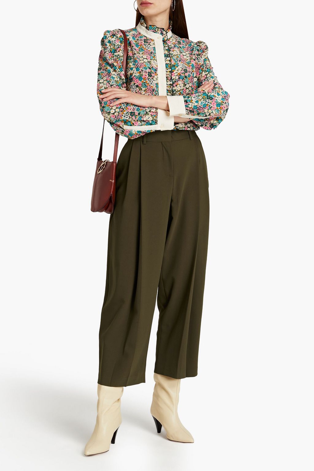 SEE BY CHLOÉ Cropped pleated crepe tapered pants