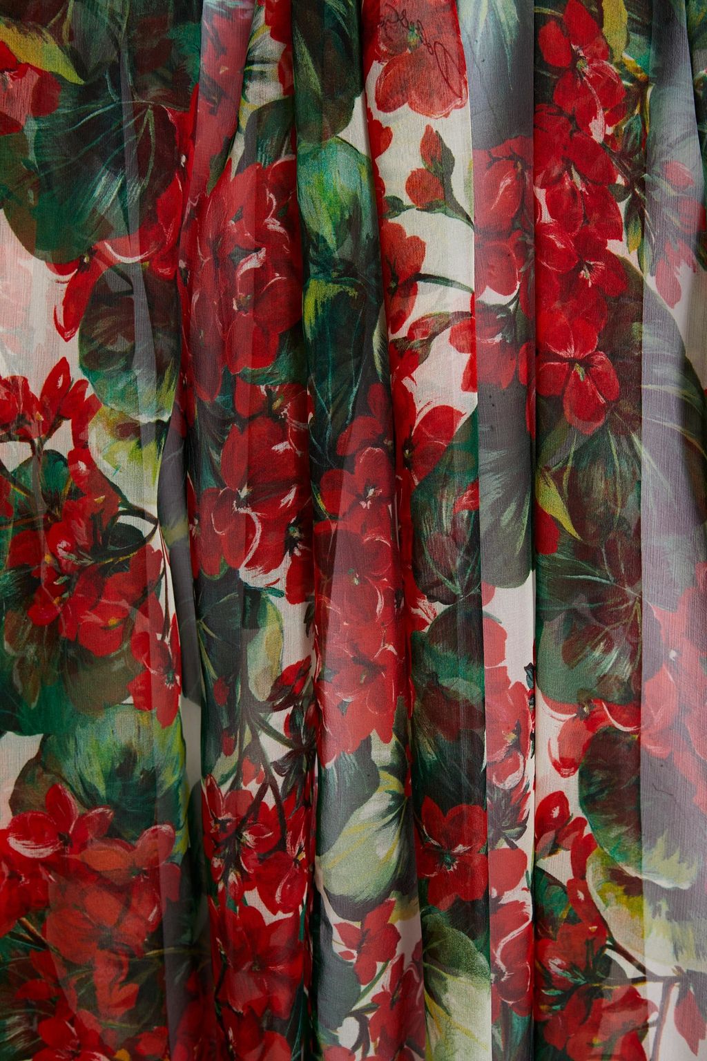 DOLCE&GABBANA Gathered floral-print silk-chiffon blouse