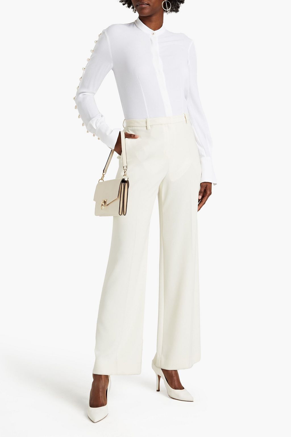 ALTUZARRA Oleana faux pearl-embellished crepe blouse