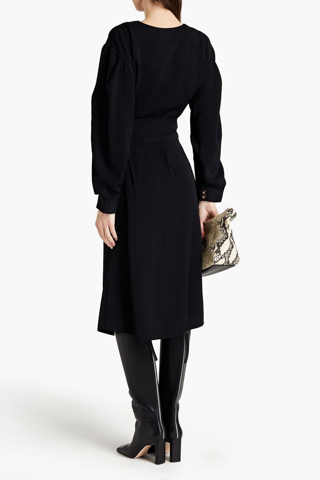 BA&SH Briane belted woven midi wrap dress
