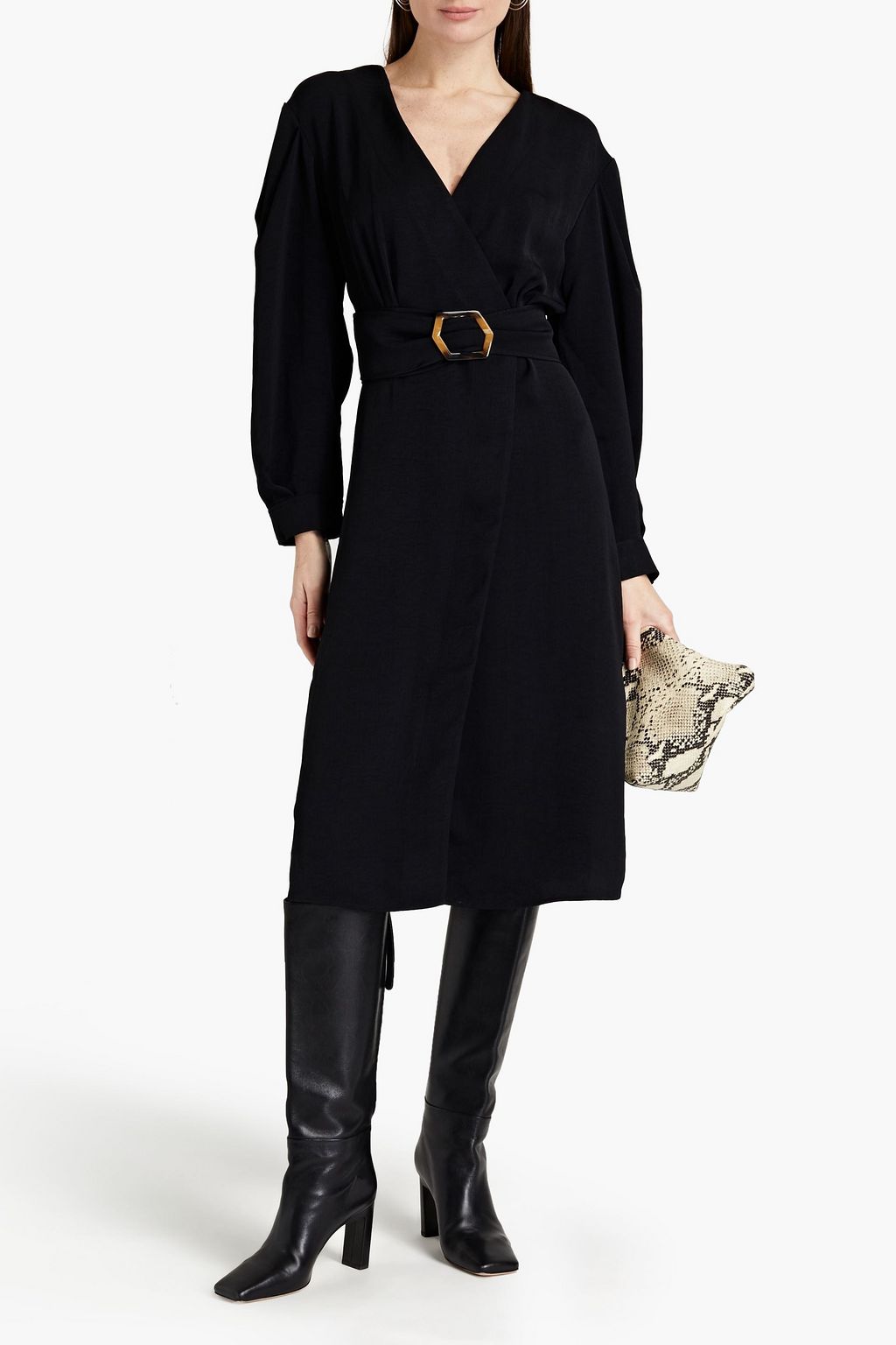 BA&SH Briane belted woven midi wrap dress