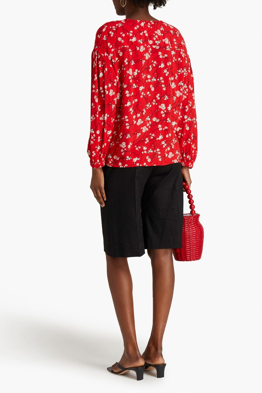 BA&SH Gessie gathered floral-print crepe blouse