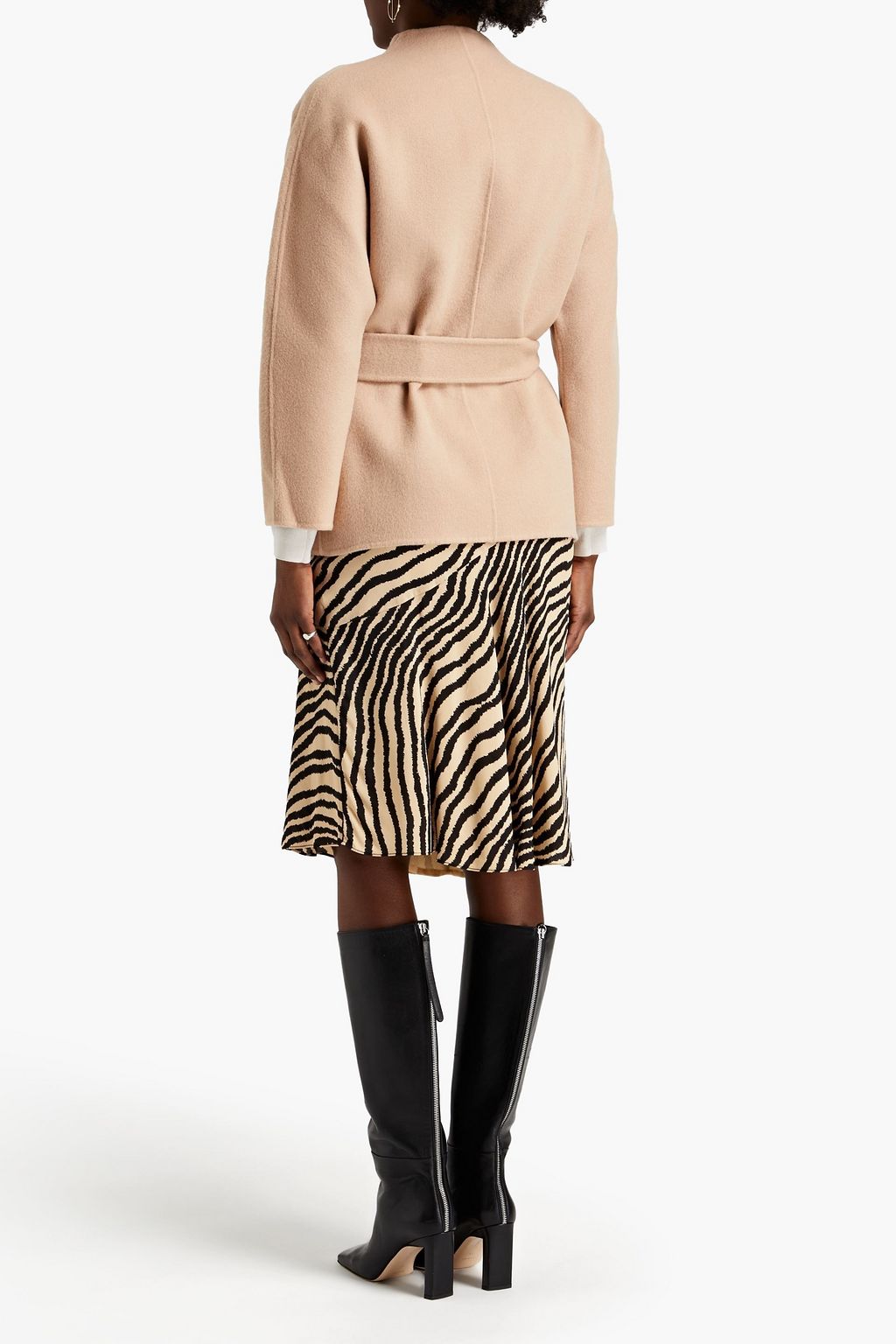 BA&SH Blame belted brushed wool-blend felt coat