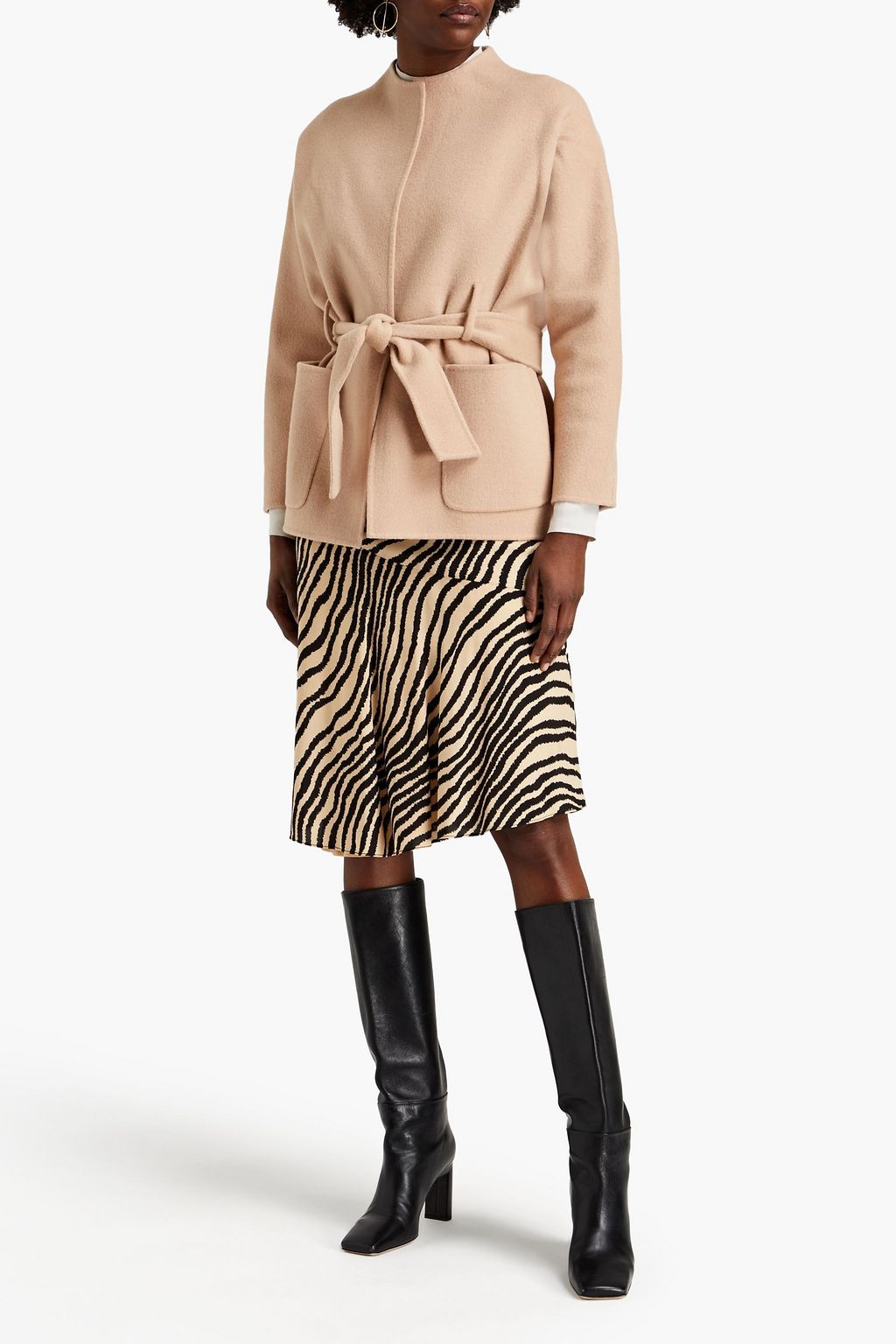 BA&SH Blame belted brushed wool-blend felt coat