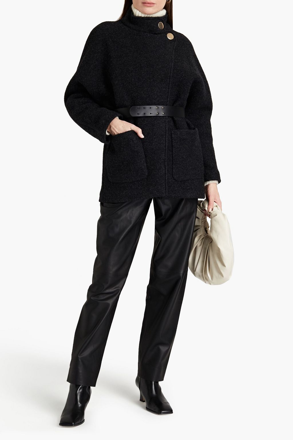 BA&SH Calvi belted bouclé-wool coat
