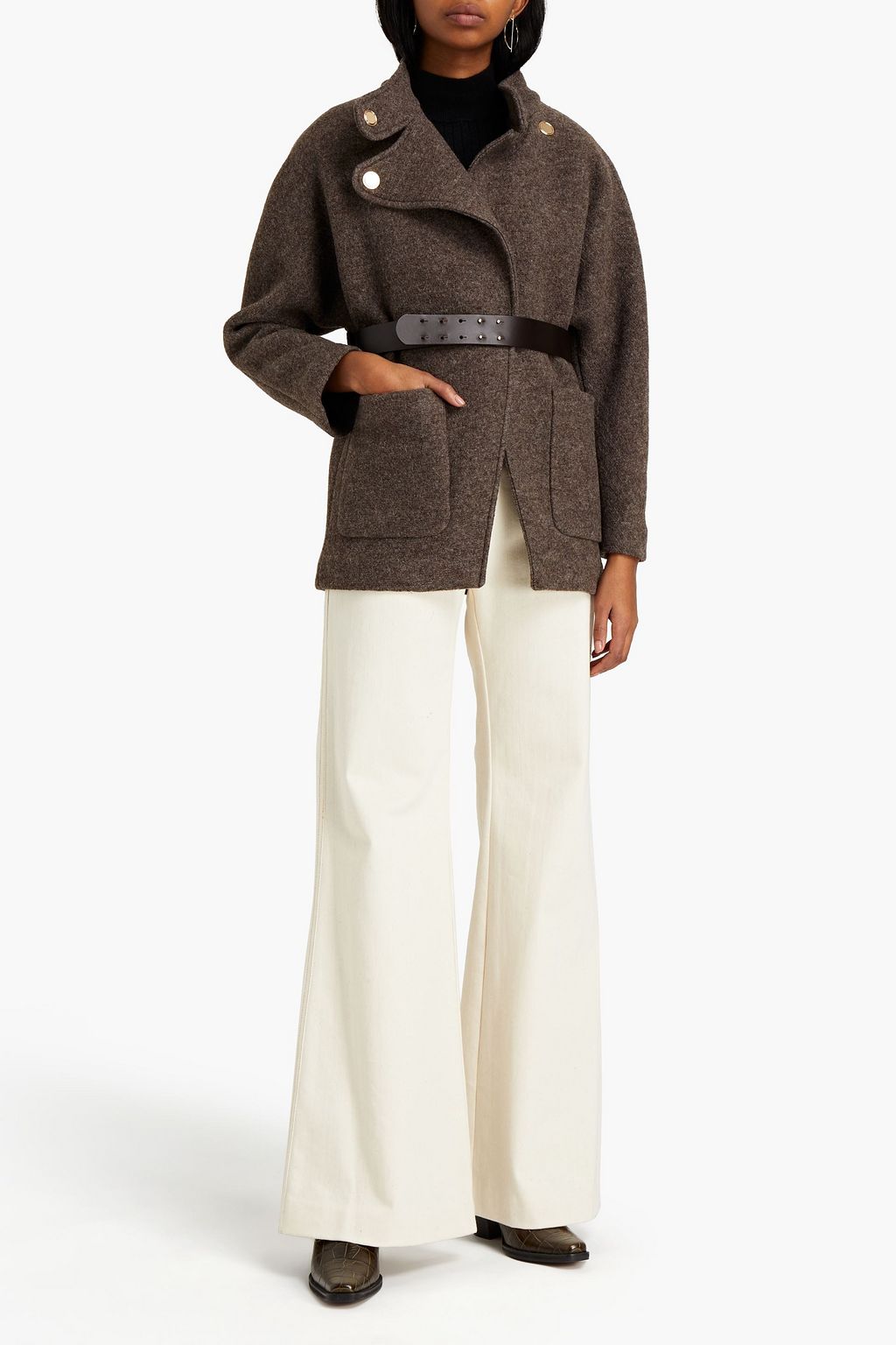 BA&SH Calvi belted bouclé-wool coat