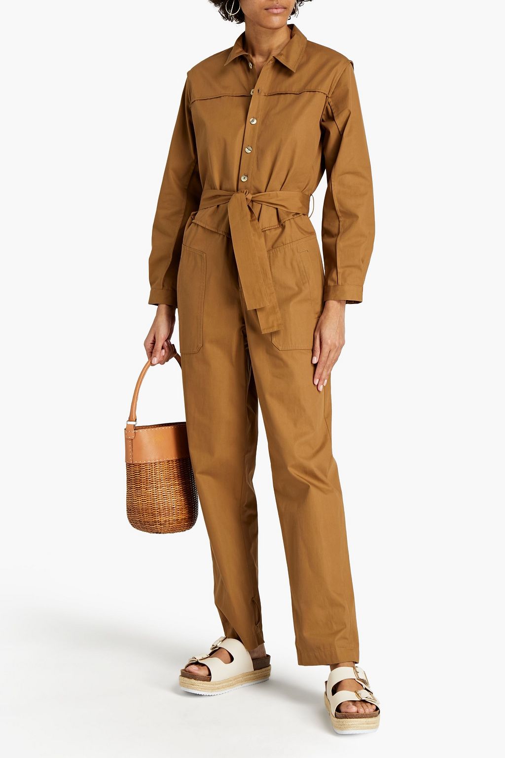 BA&SH Chris belted cotton-twill jumpsuit