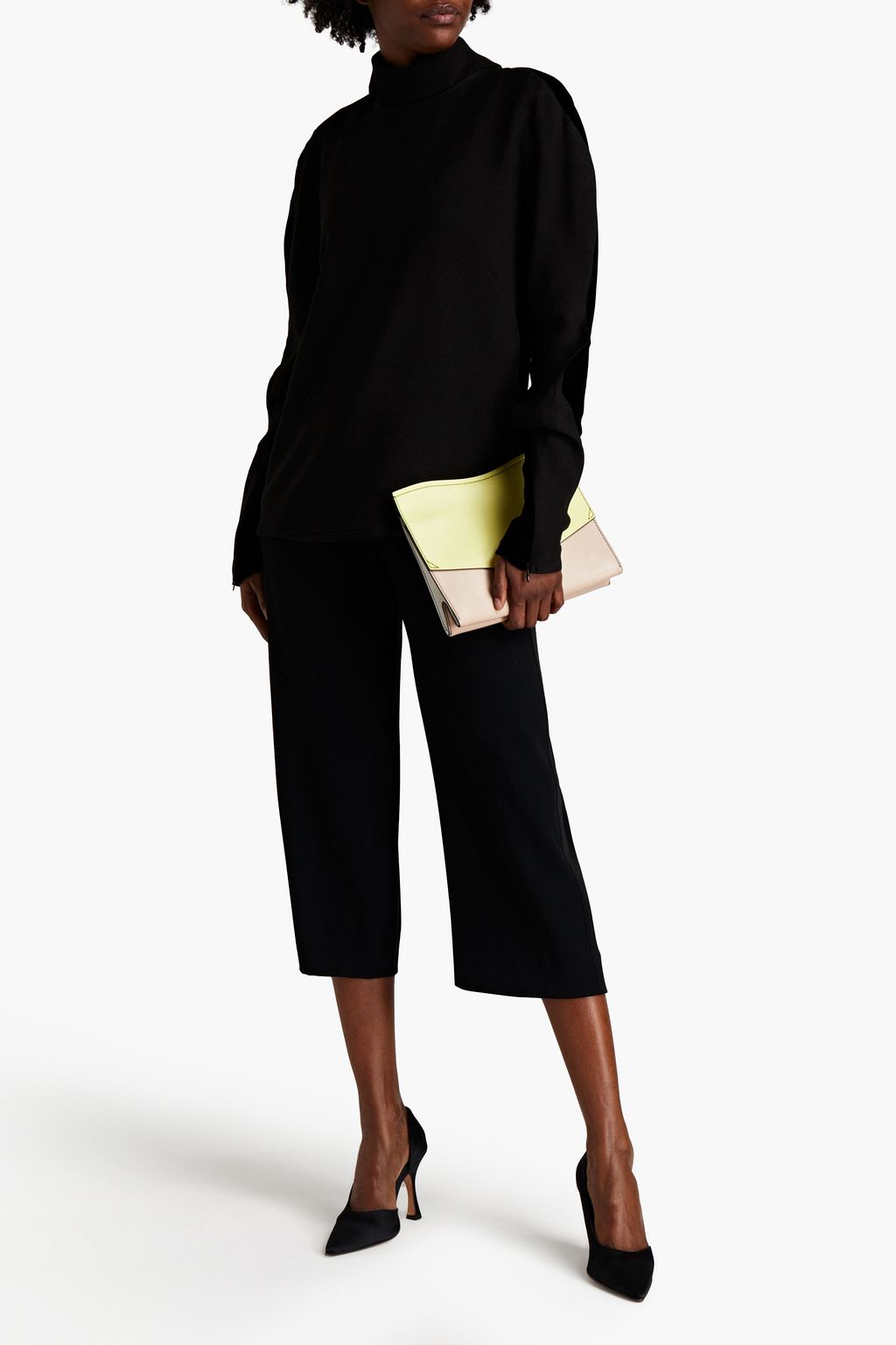 PROENZA SCHOULER Tie-neck crepe-paneled velvet top