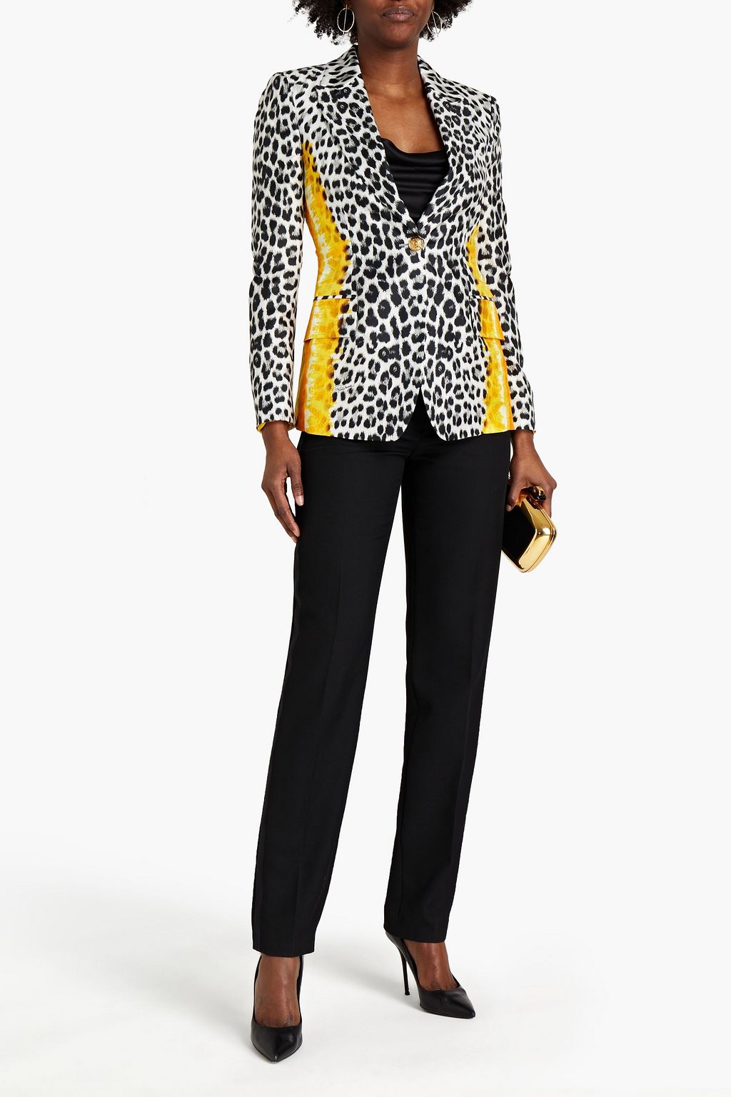 ROBERTO CAVALLI Leopard-print silk-twill blazer
