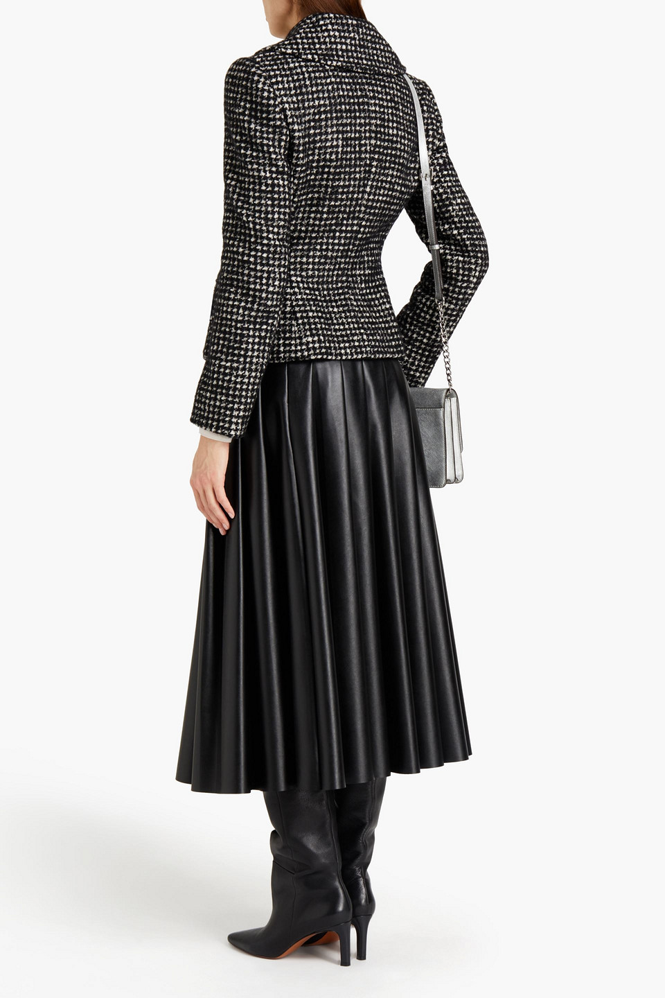  Dolce&gabbana - Houndstooth Tweed Peplum Jacket - Black - It 48 