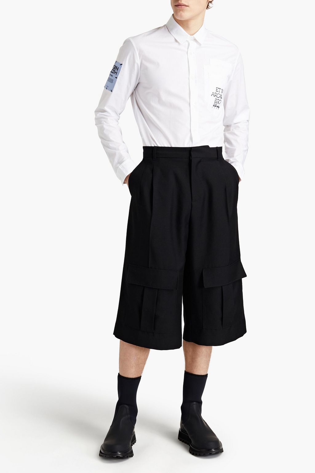 Embroidered cotton-poplin shirt