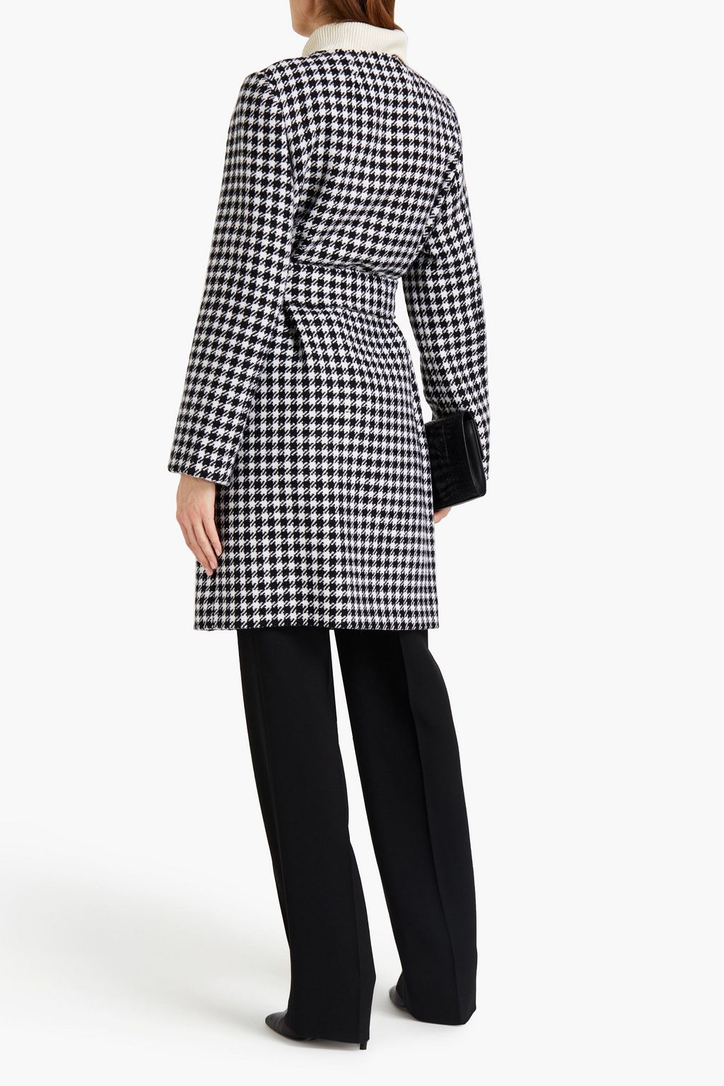 DOLCE&GABBANA Belted houndstooth wool-blend tweed coat