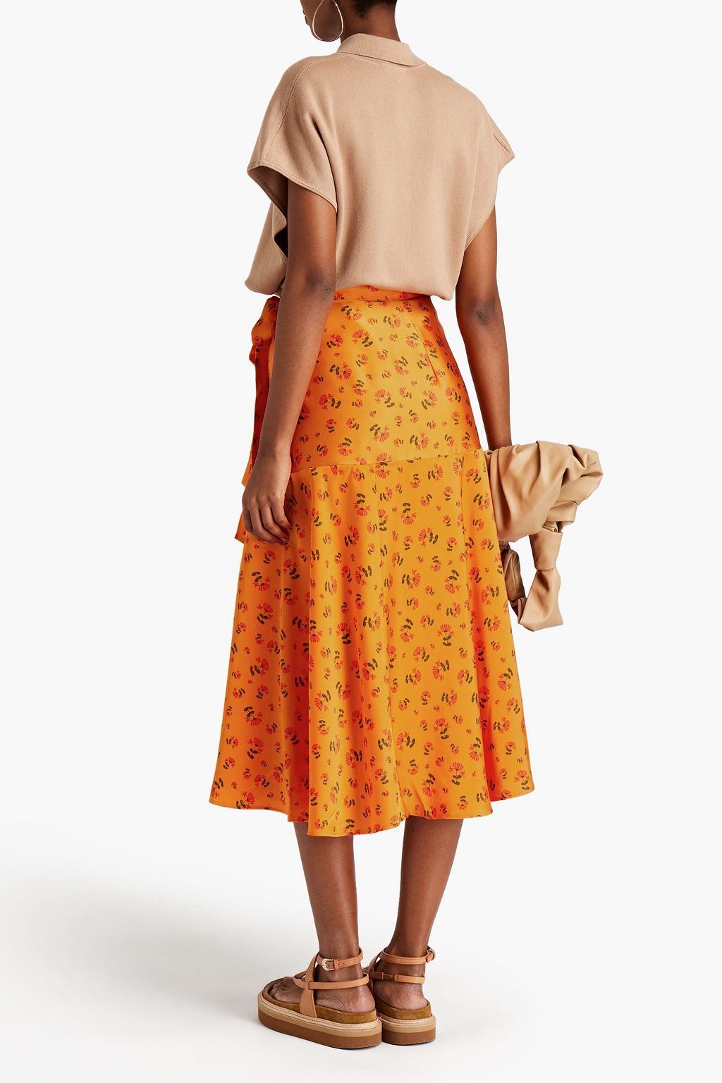 RODEBJER Alva floral-print satin midi wrap skirt
