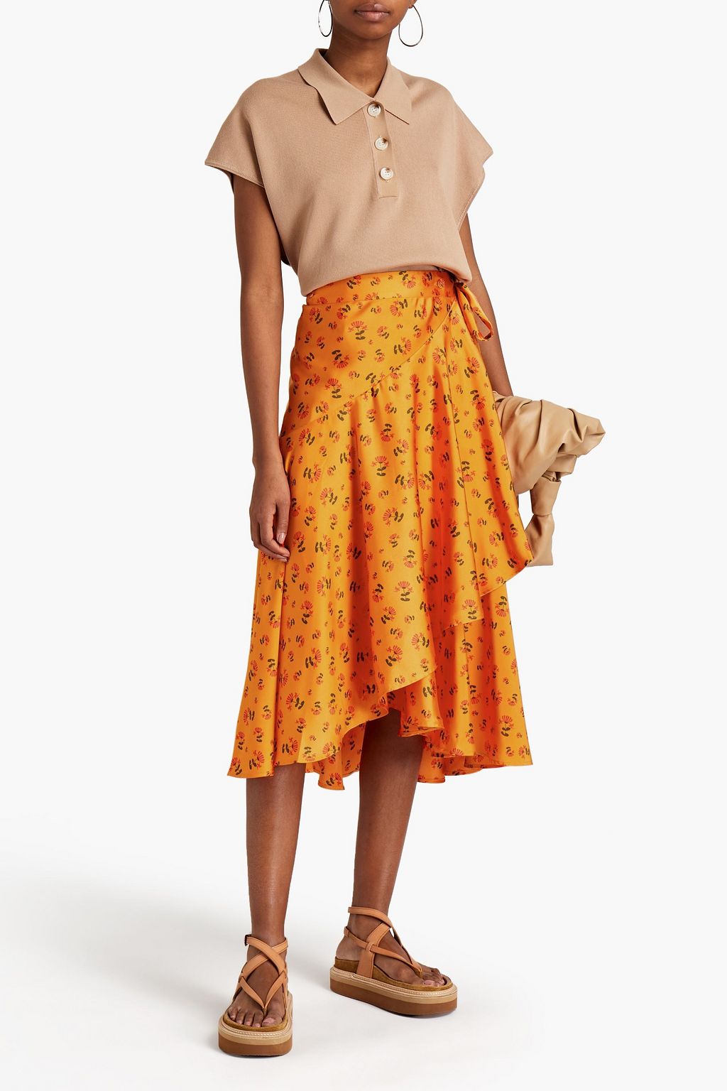 RODEBJER Alva floral-print satin midi wrap skirt