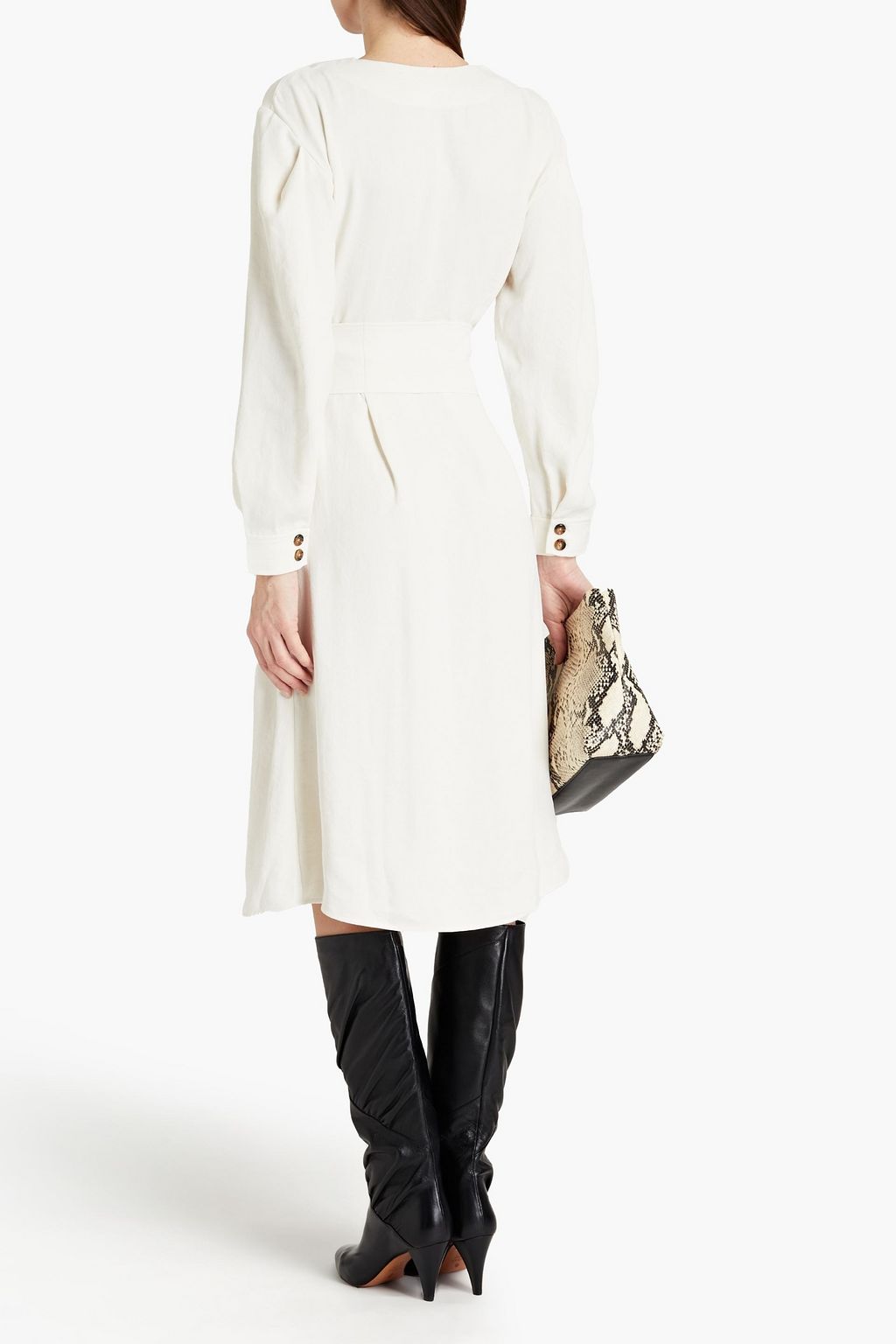 BA&SH Briane belted woven midi wrap dress