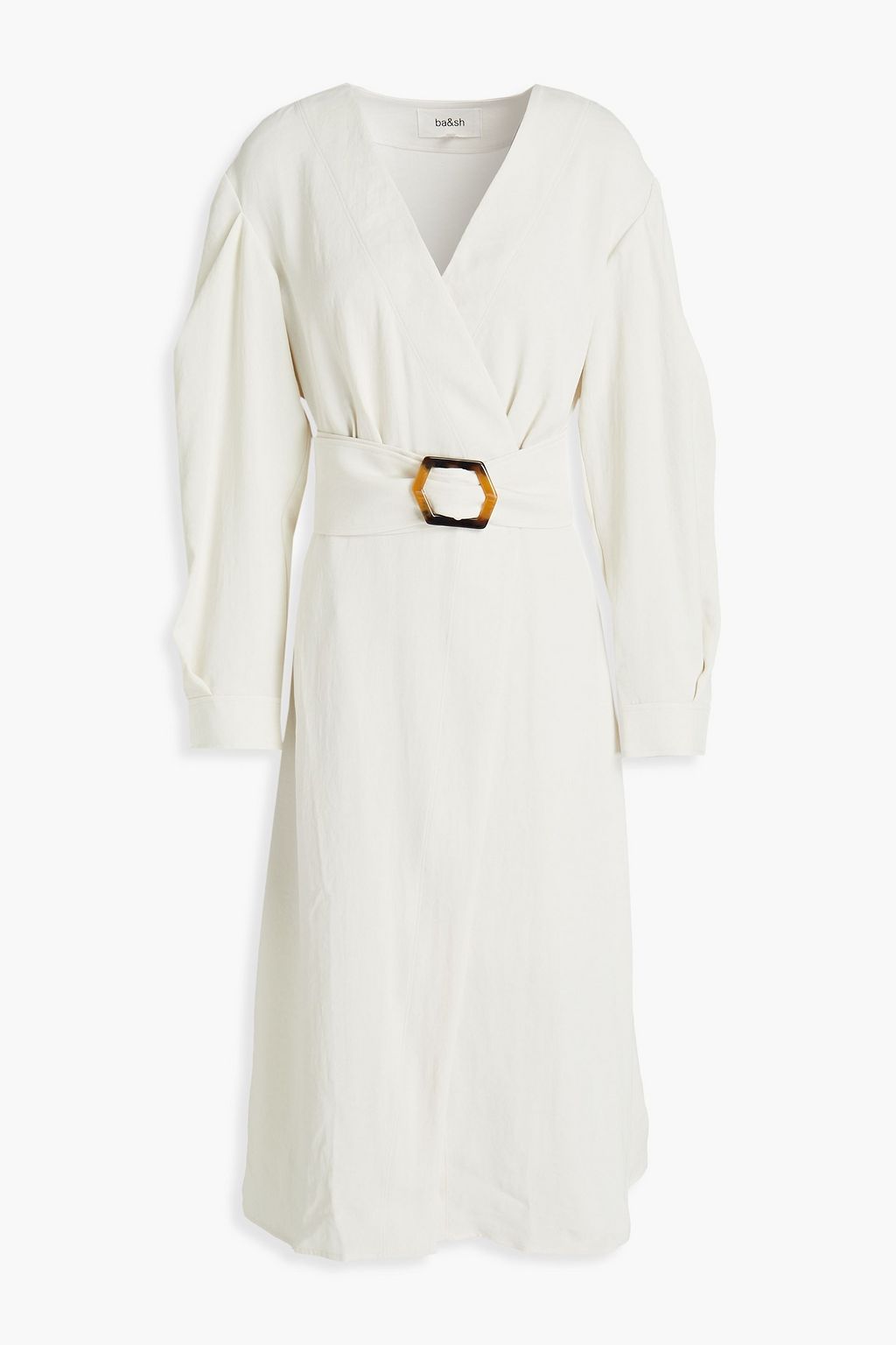 BA&SH Briane belted woven midi wrap dress | THE OUTNET