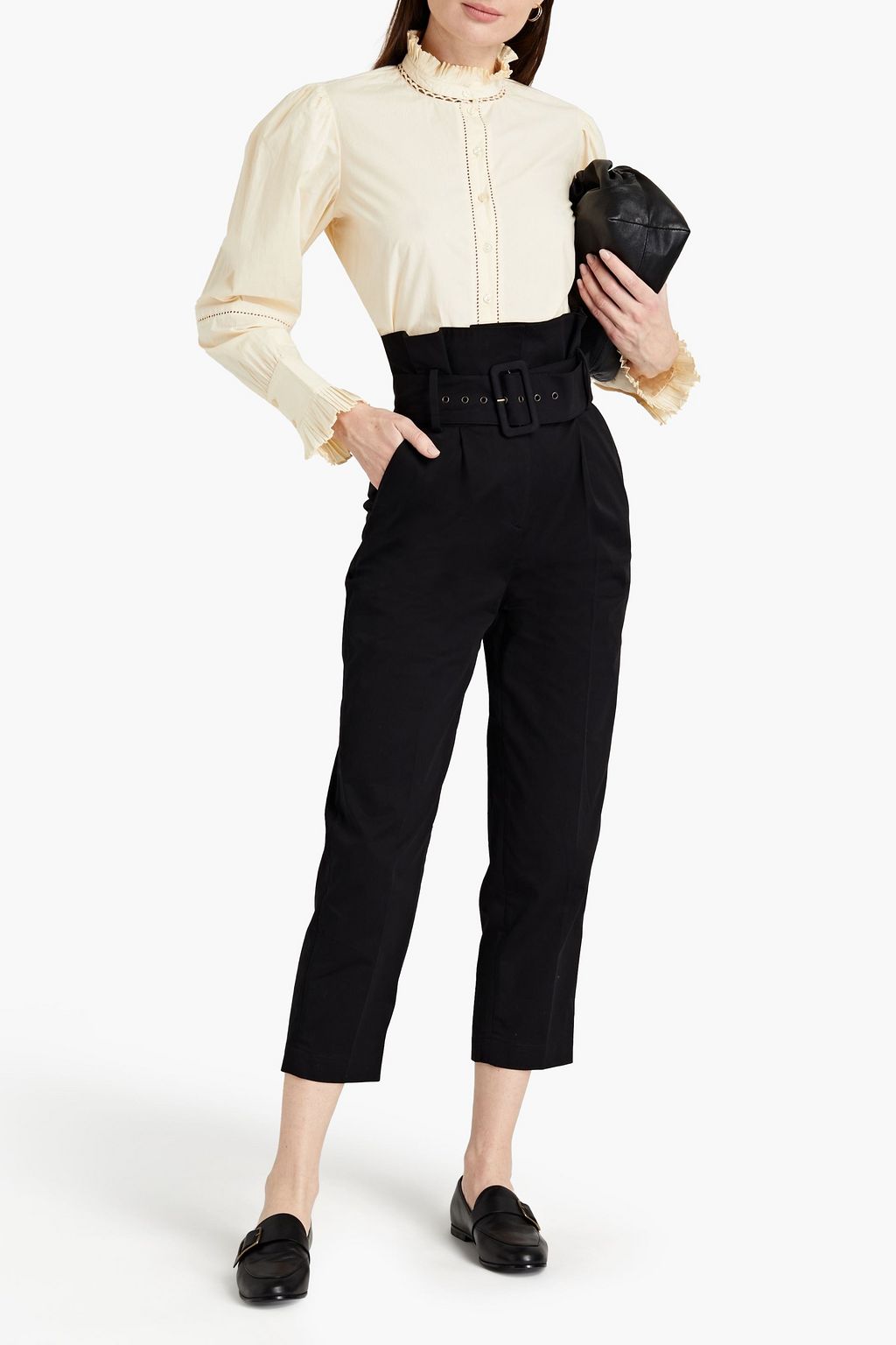 BA&SH Hale crochet-trimmed cotton-poplin blouse