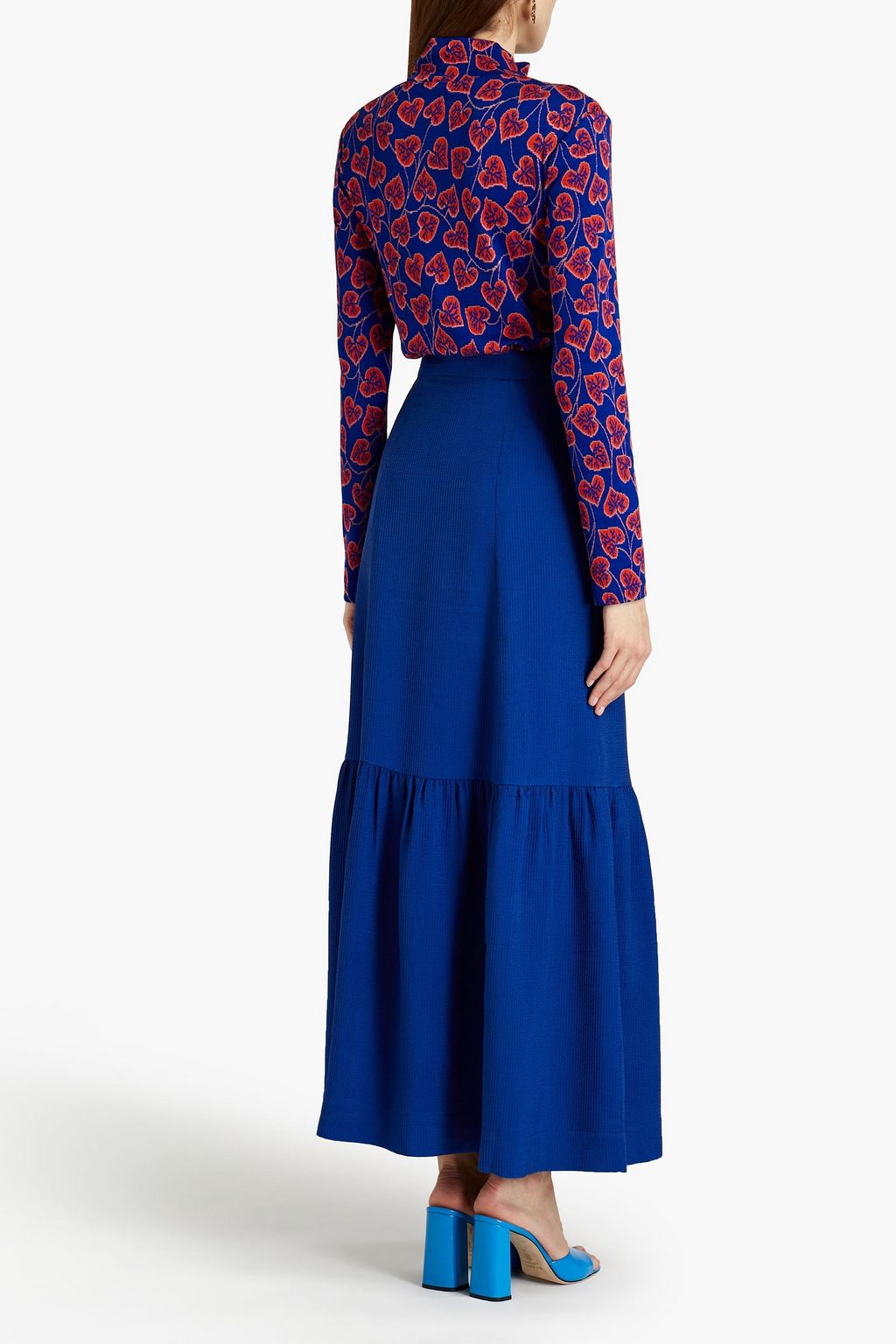 RODEBJER Gathered cotton and silk-blend crepon maxi skirt