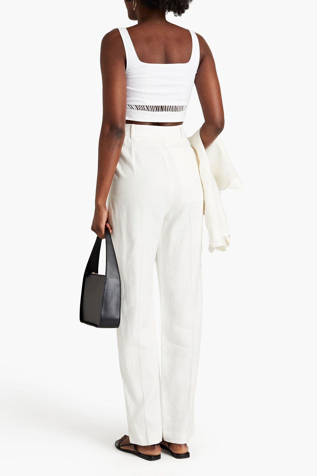 ALTUZARRA Pleated linen-blend twill tapered pants