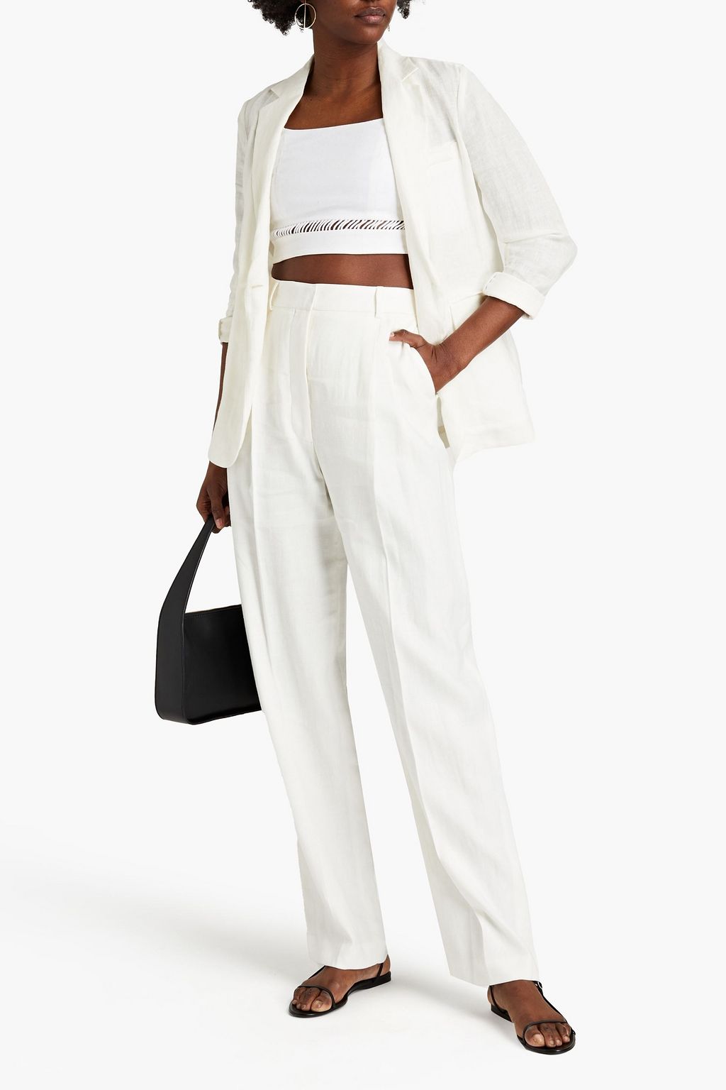 ALTUZARRA Pleated linen-blend twill tapered pants