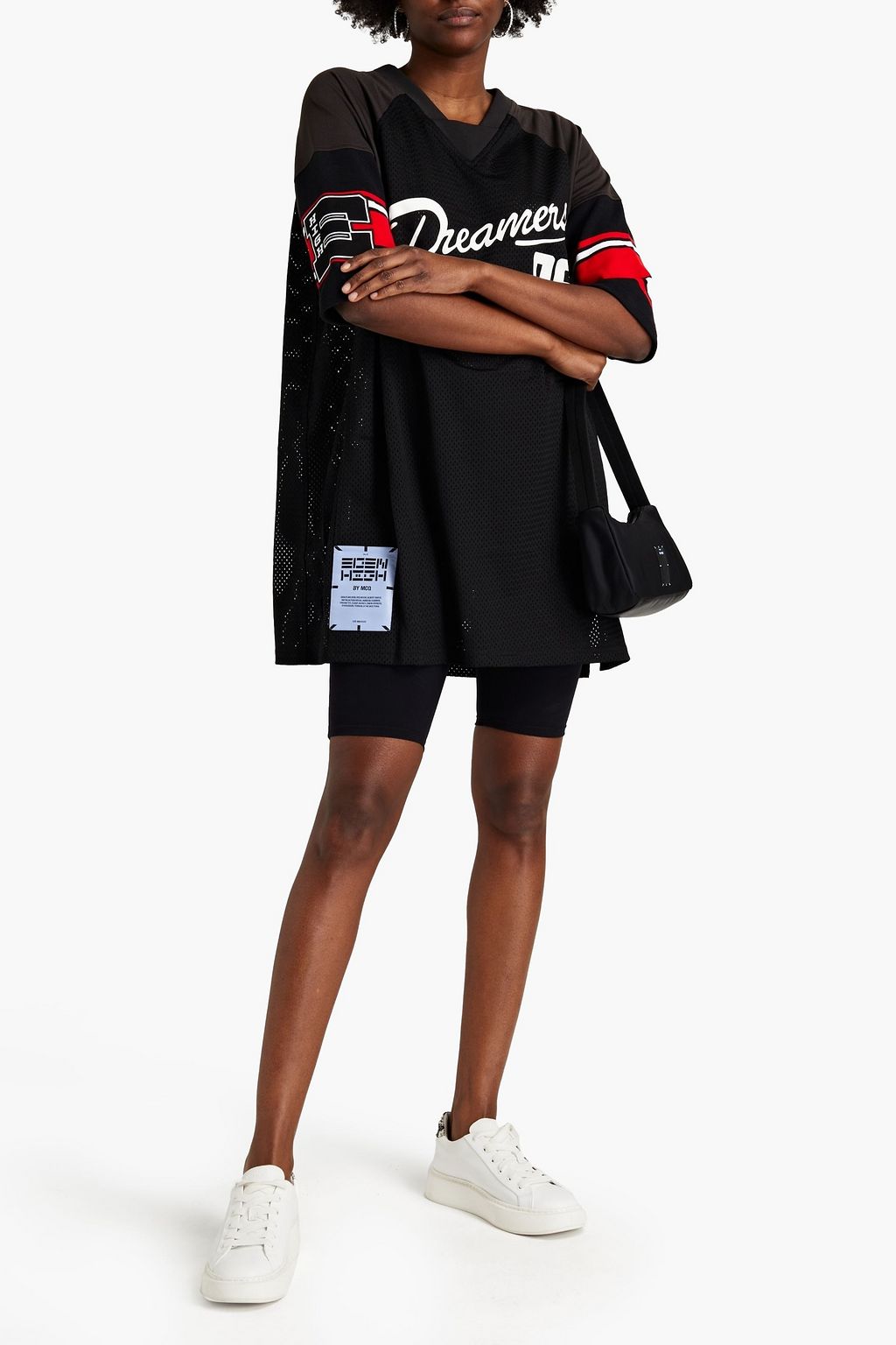 MCQ ALEXANDER MCQUEEN Knit-paneled printed mesh mini dress
