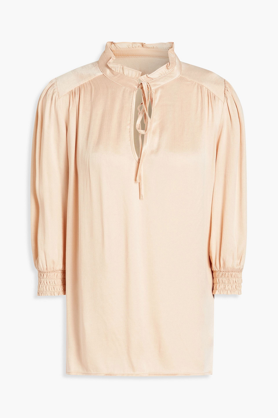 ba&sh - calas cupro-blend satin-jacquard blouse - pink - 1