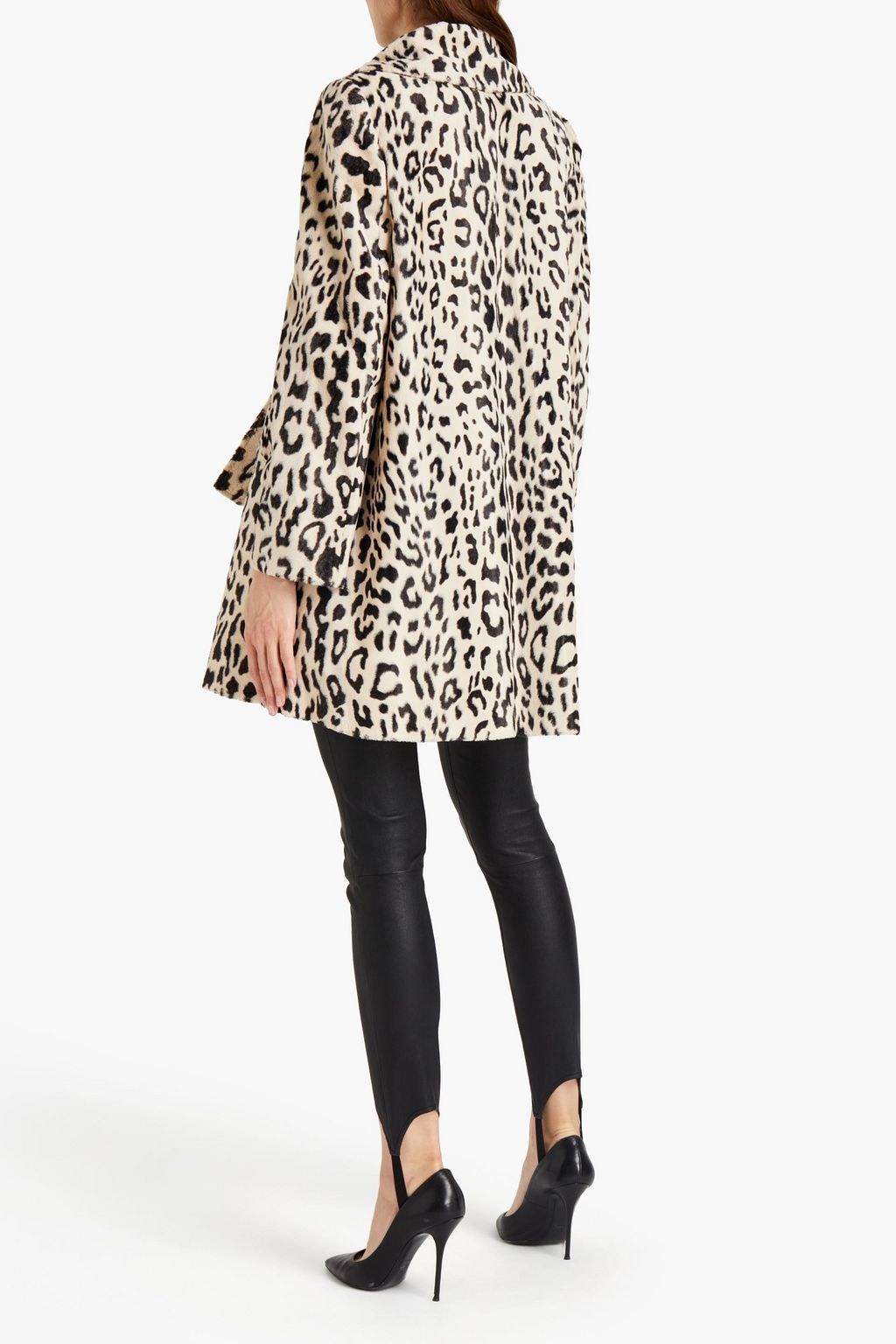 DOLCE&GABBANA Double-breasted leopard-print faux fur coat