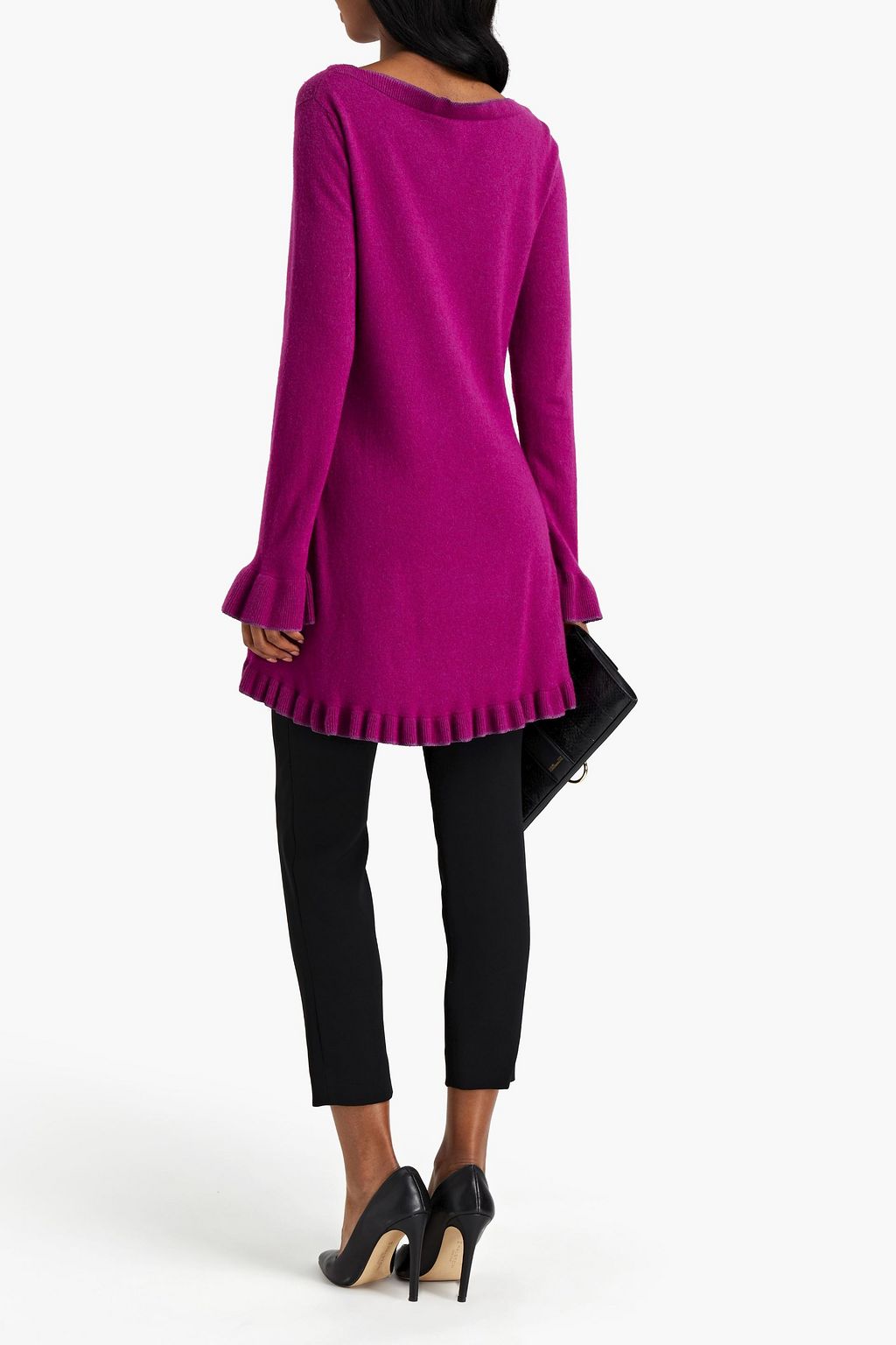 ROBERTO CAVALLI Ruffle-trimmed knitted sweater