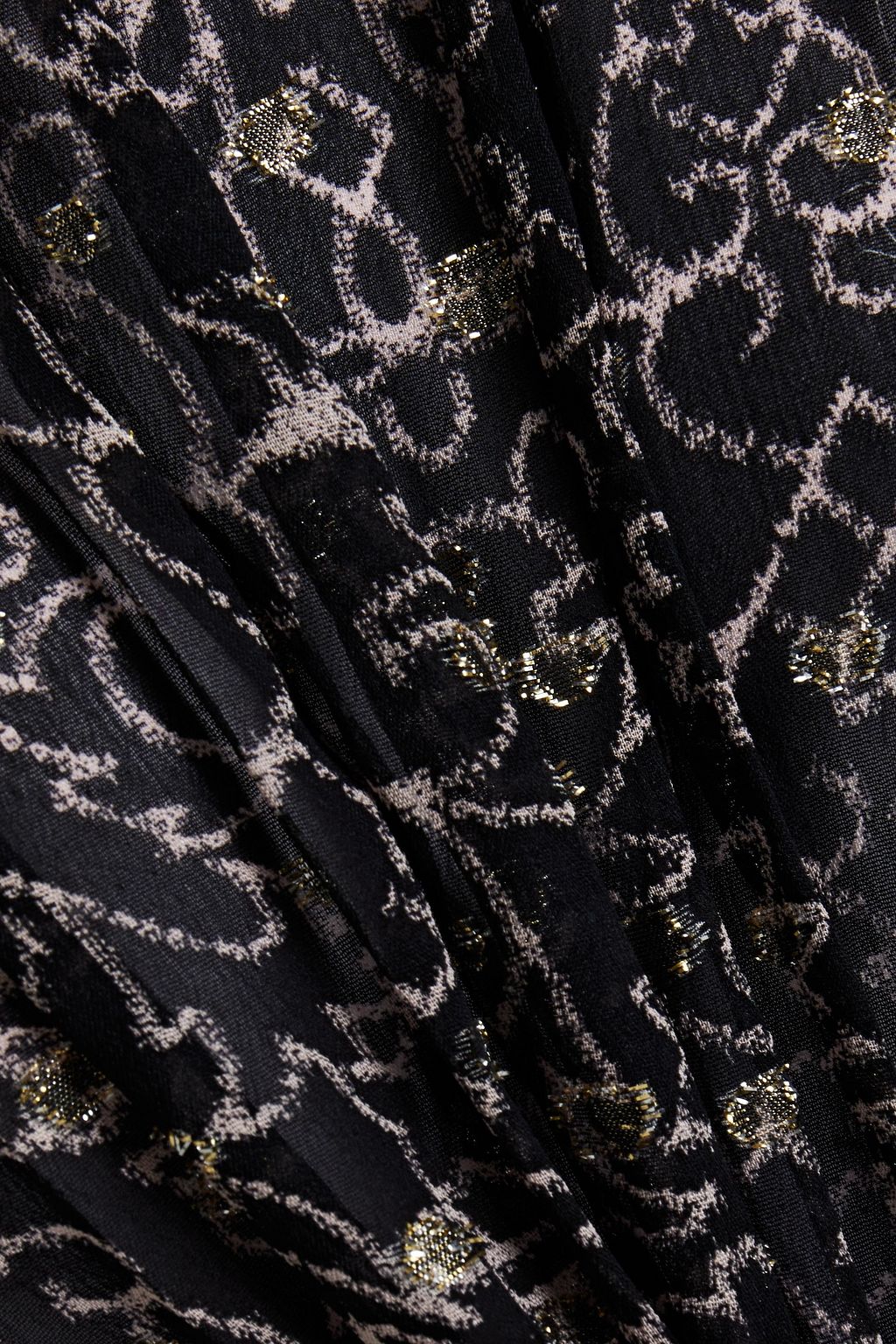 BA&SH Acia gathered printed metallic fil coupé georgette mini dress