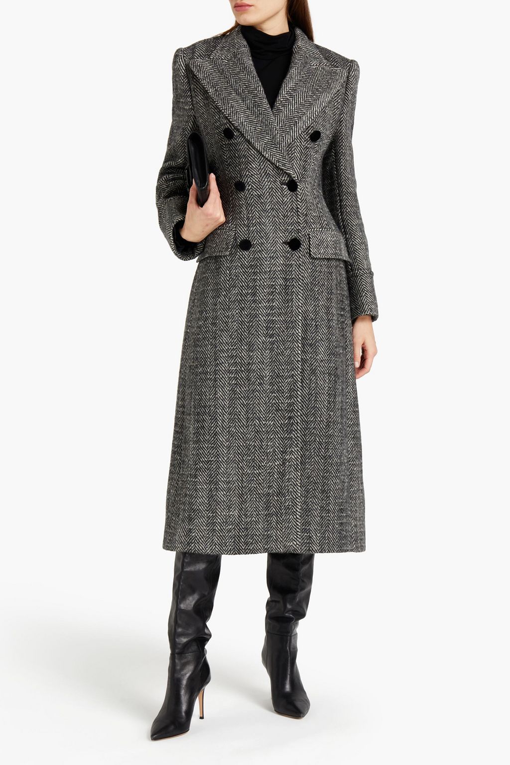 wool blend herringbone coat