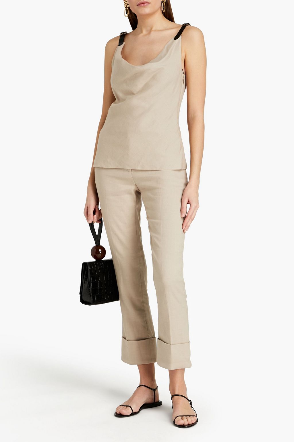 ALTUZARRA Draped linen-blend twill top