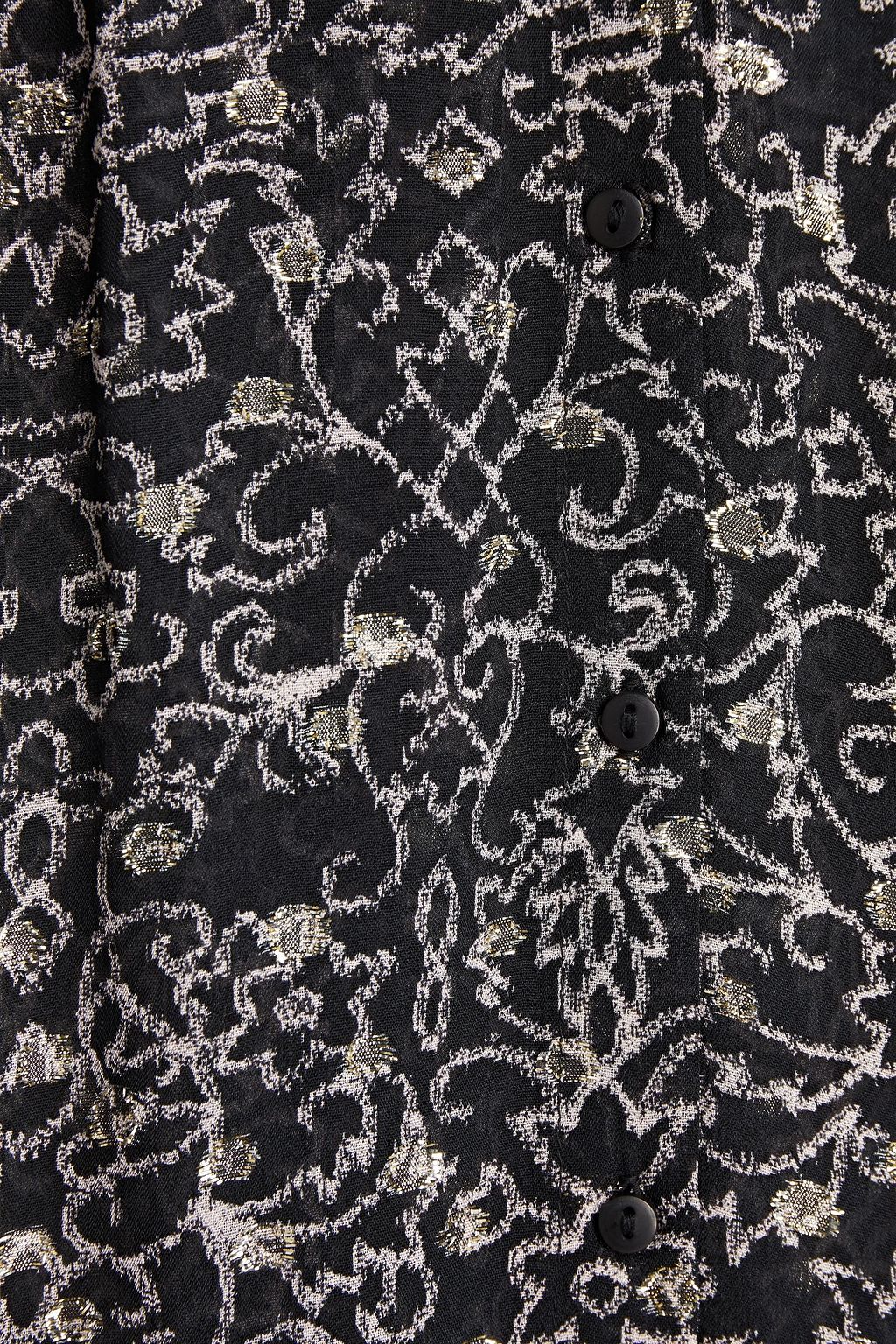 BA&SH Amelia ruffle-trimmed metallic floral-print crepe blouse