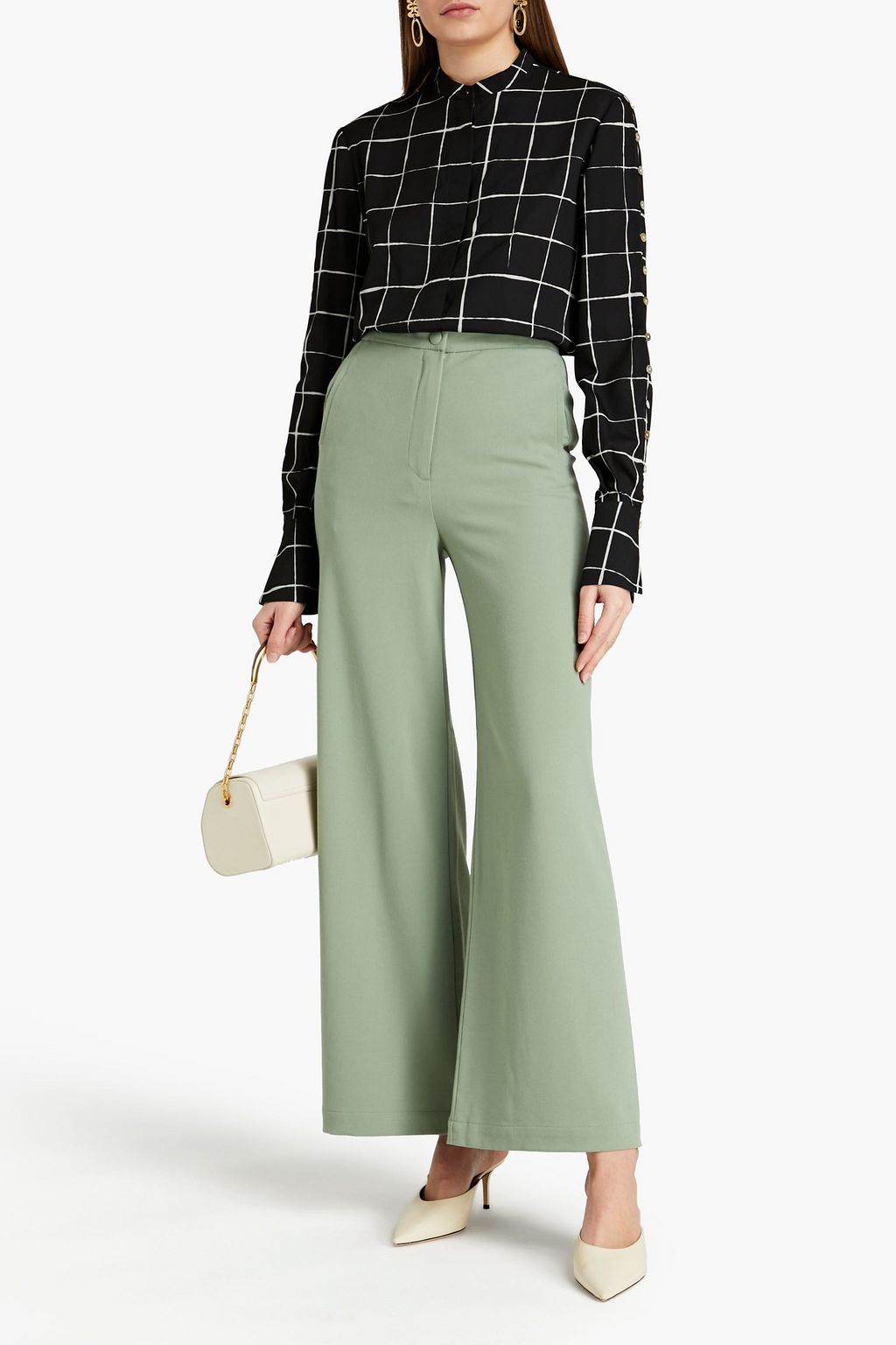 ALTUZARRA Checked crepe blouse