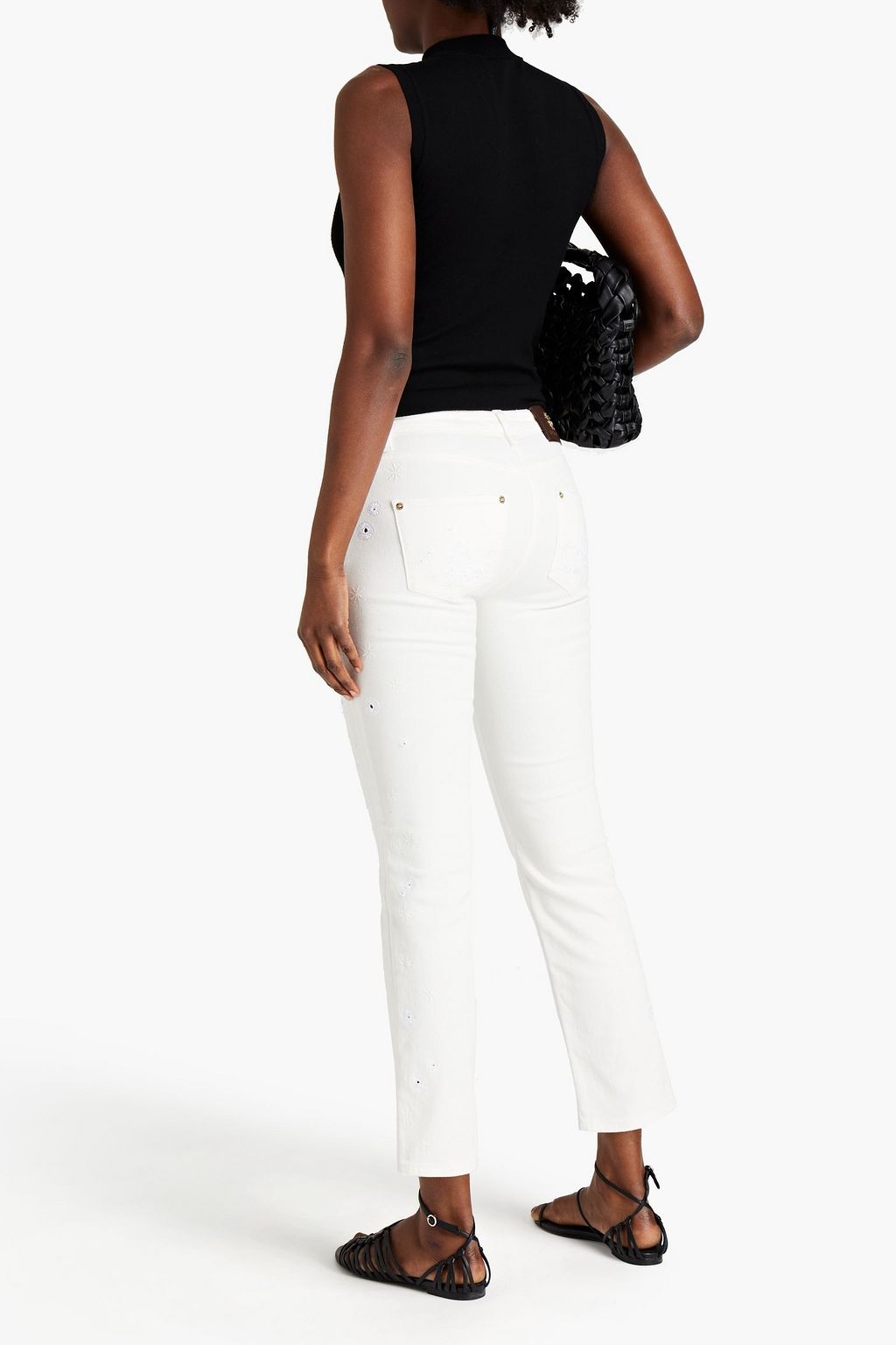 ROBERTO CAVALLI Embroidered high-rise straight-leg jeans