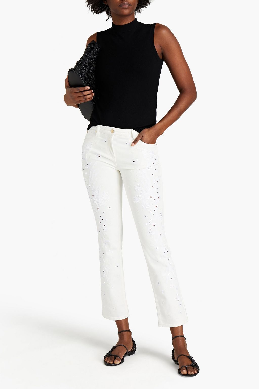ROBERTO CAVALLI Embroidered high-rise straight-leg jeans