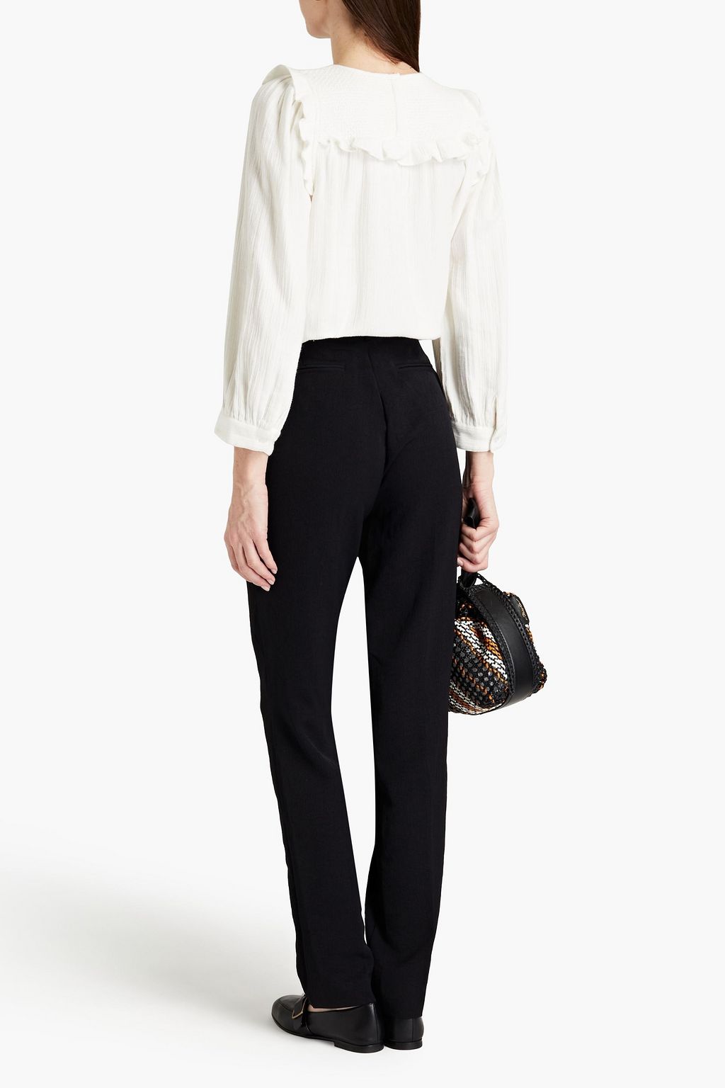 BA&SH Klein smocked cotton-gauze blouse