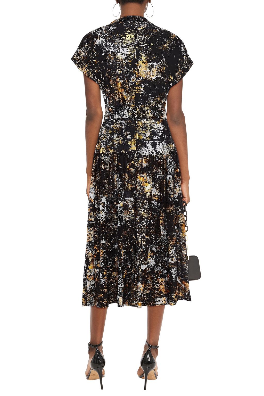 PROENZA SCHOULER Plissiertes Midikleid aus Seiden-Georgette mit Print und Verzierung
