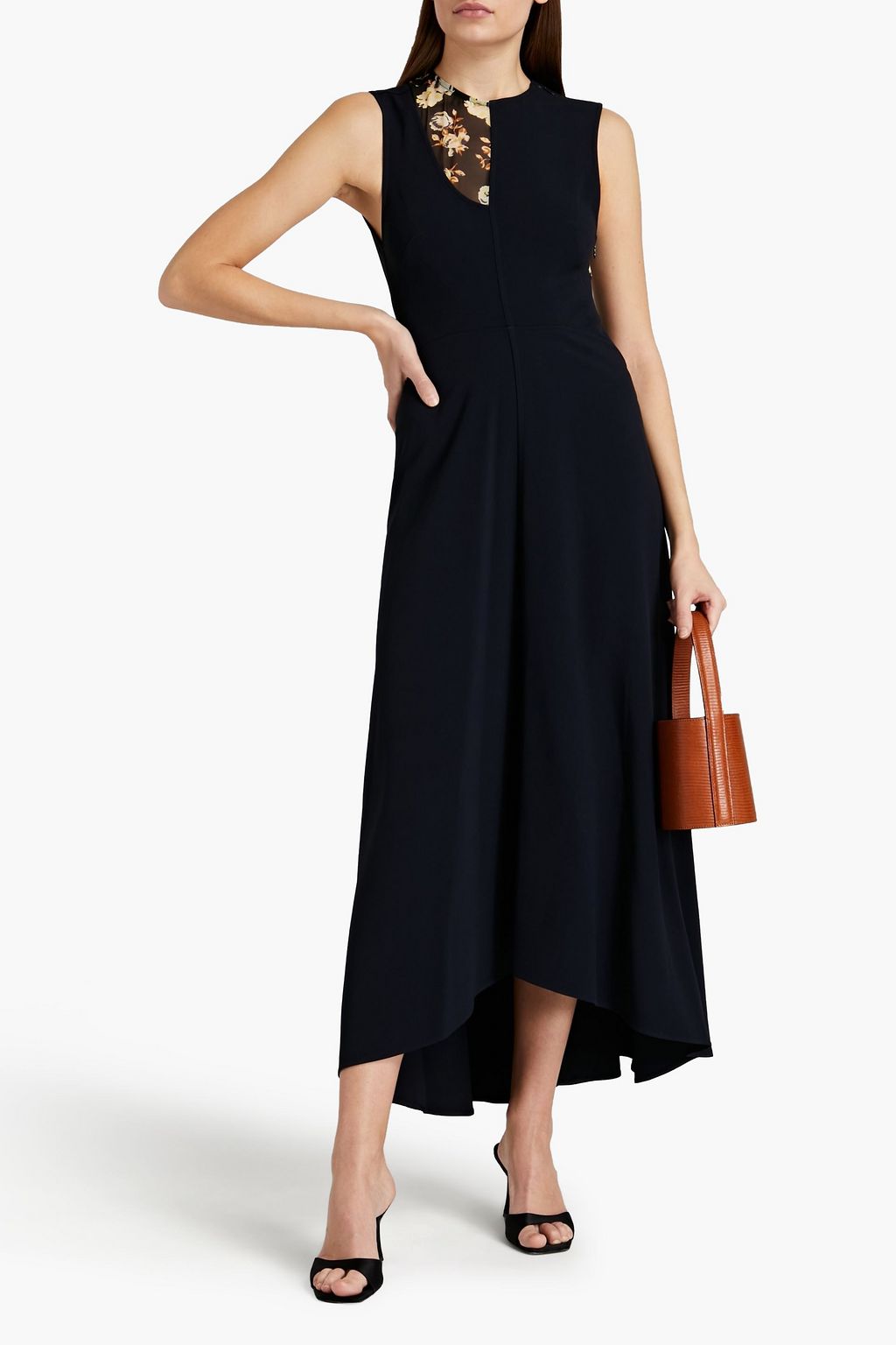 VICTORIA BECKHAM Silk georgette-paneled cady midi dress