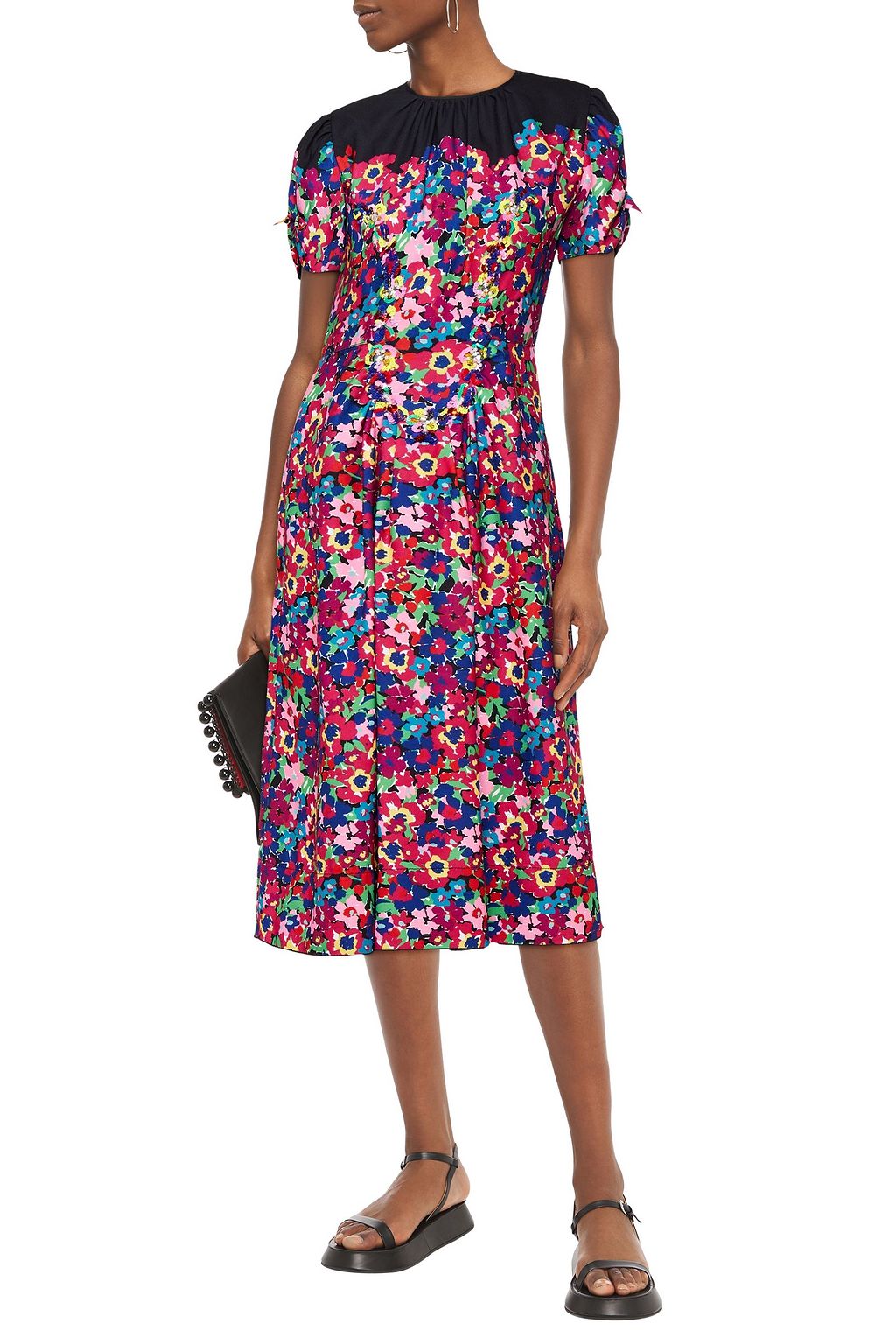 MARC JACOBS The 40's embellished floral-print crepe midi dress