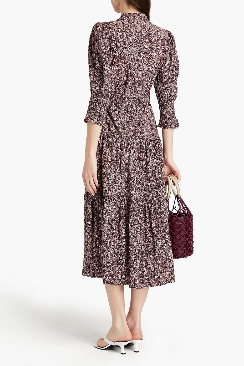 BA&SH Glee gathered printed crepe midi dress