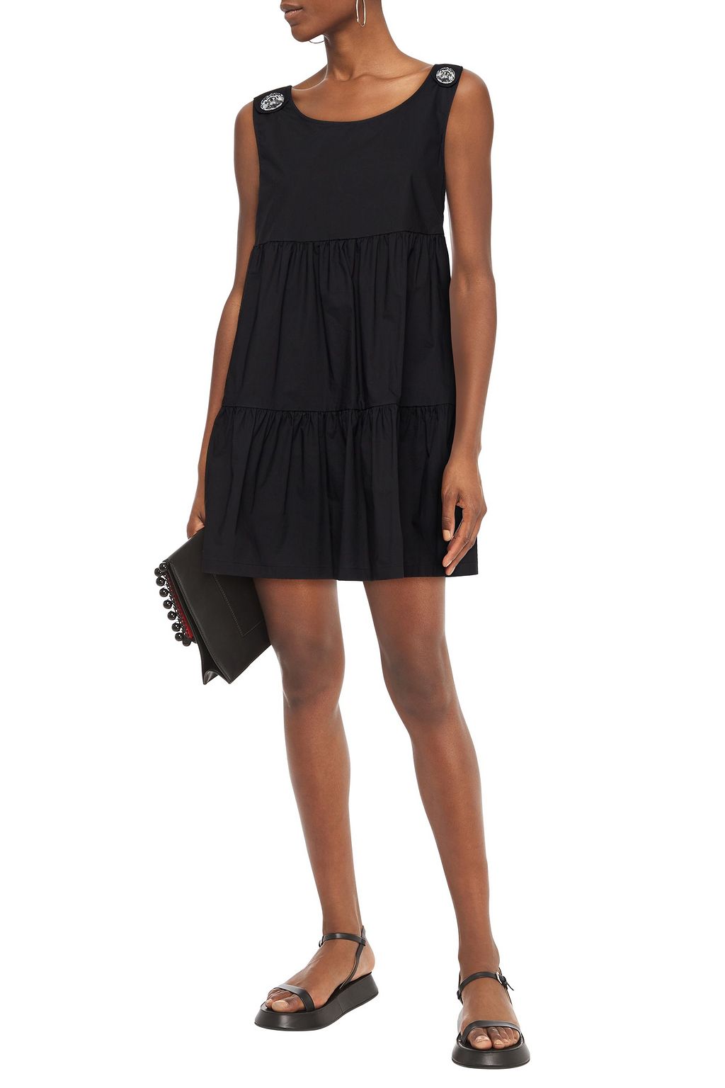 MARC JACOBS The Tent embellished gathered organic cotton-poplin mini dress
