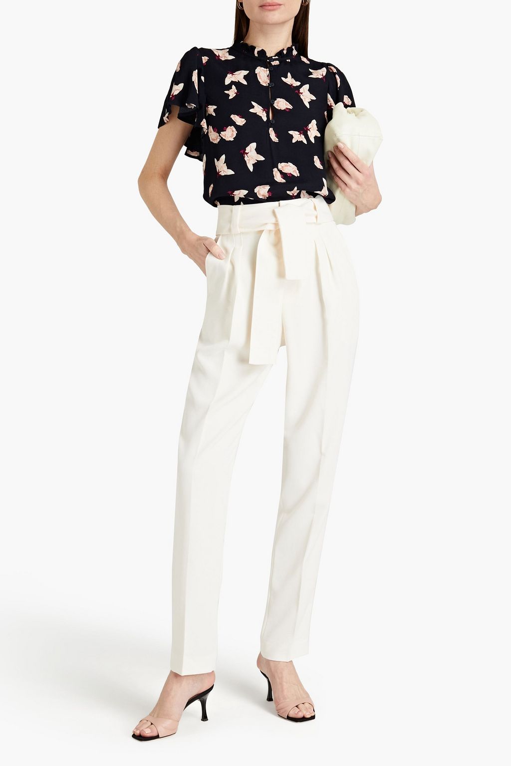 BA&SH Kila ruffle-trimmed floral-print crepe top