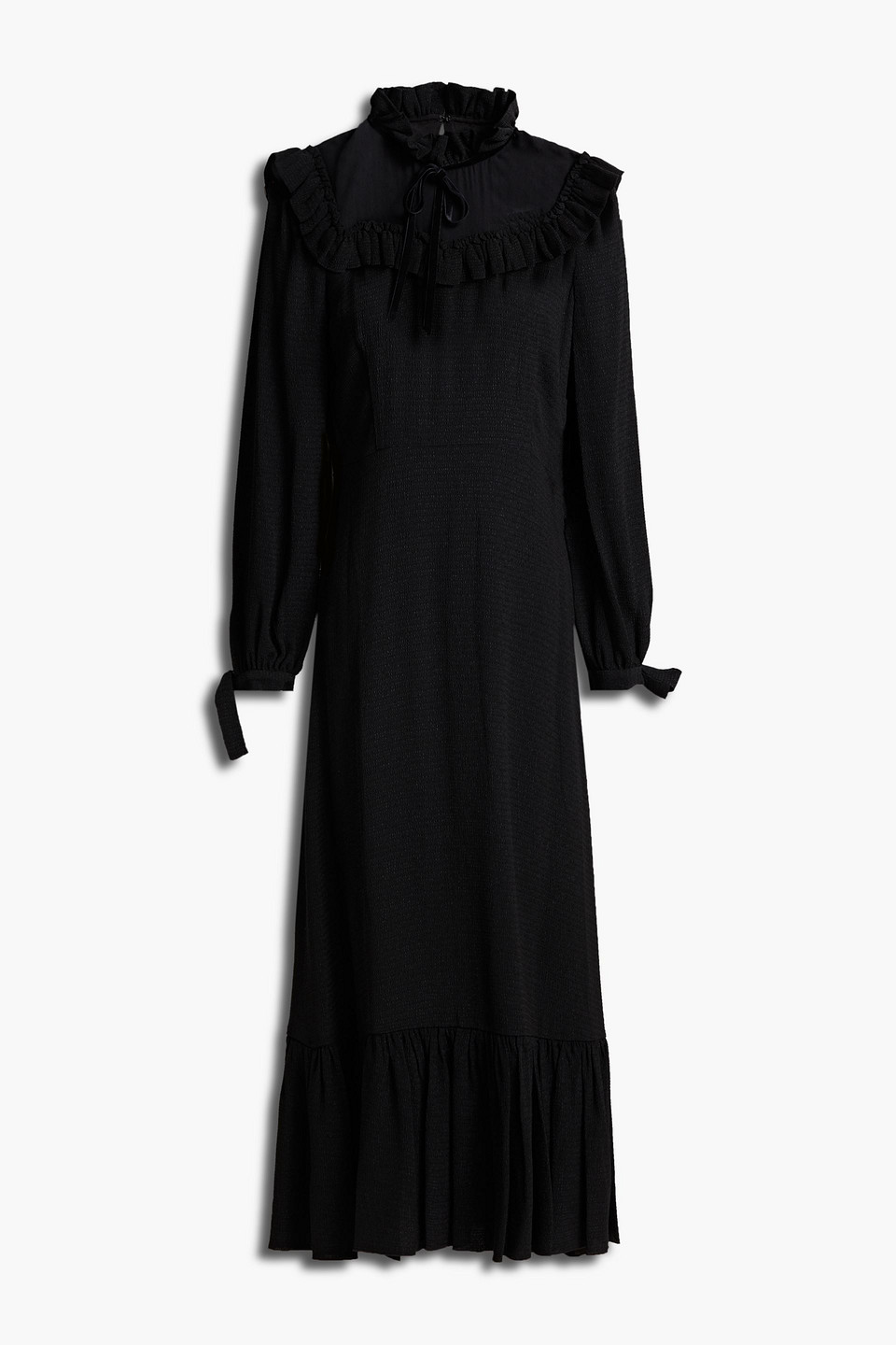Marc Jacobs Woman Paneled Swiss-dot Hammered Satin-jacquard Midi Dress Black Size 6